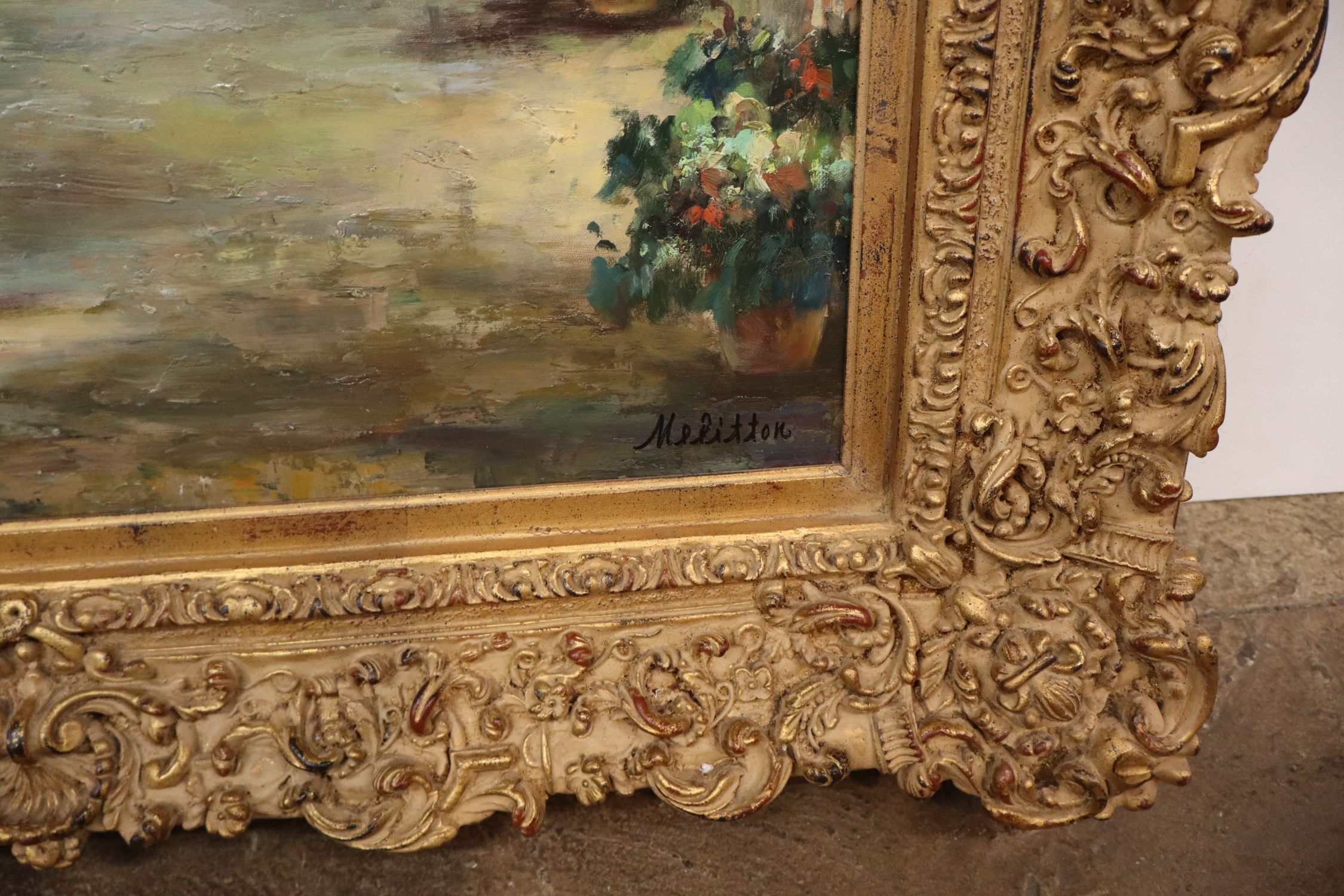 Prestige Arts Framed Impressionist Street Oil Painting