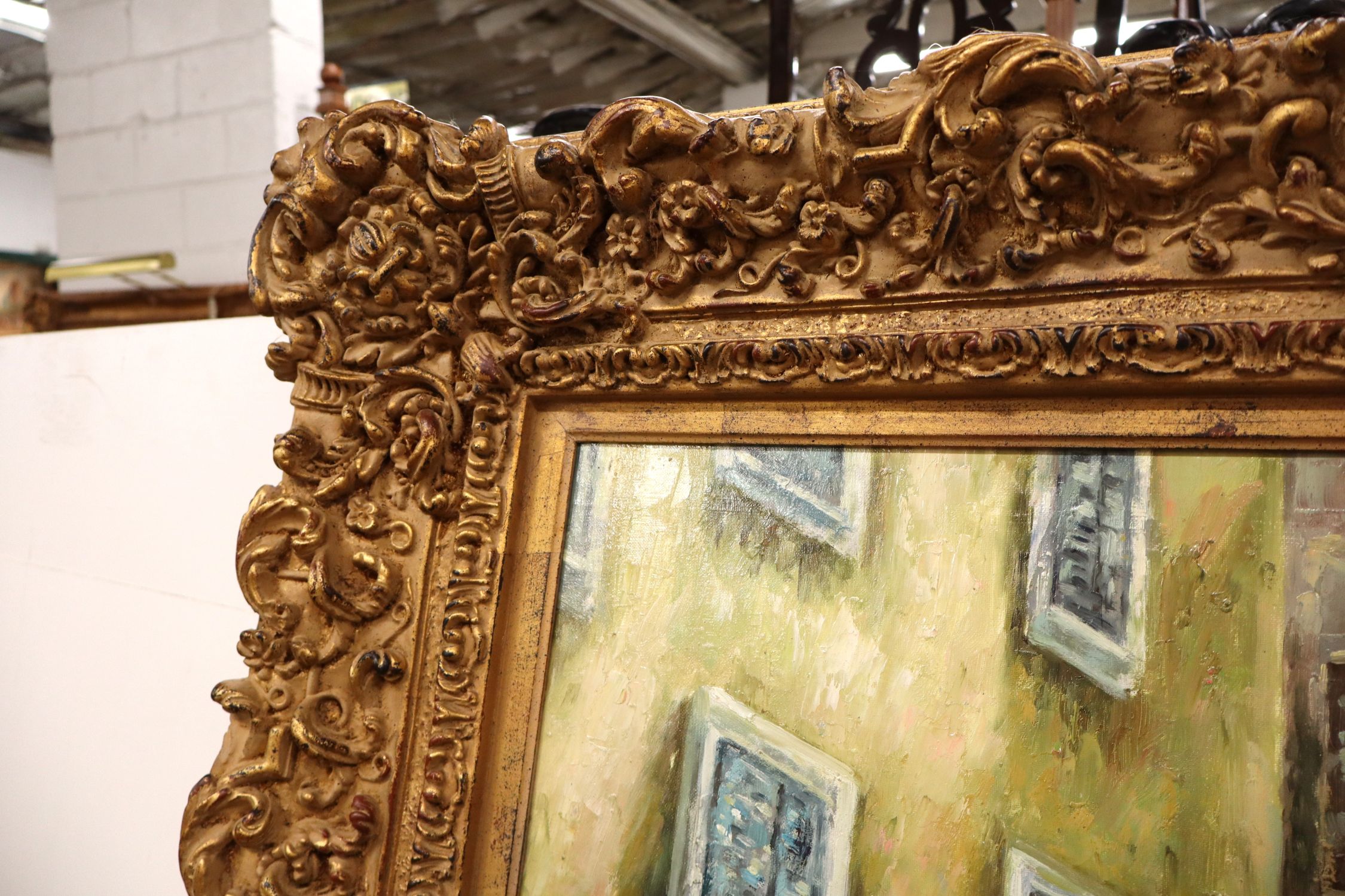 Prestige Arts Framed Impressionist Street Oil Painting