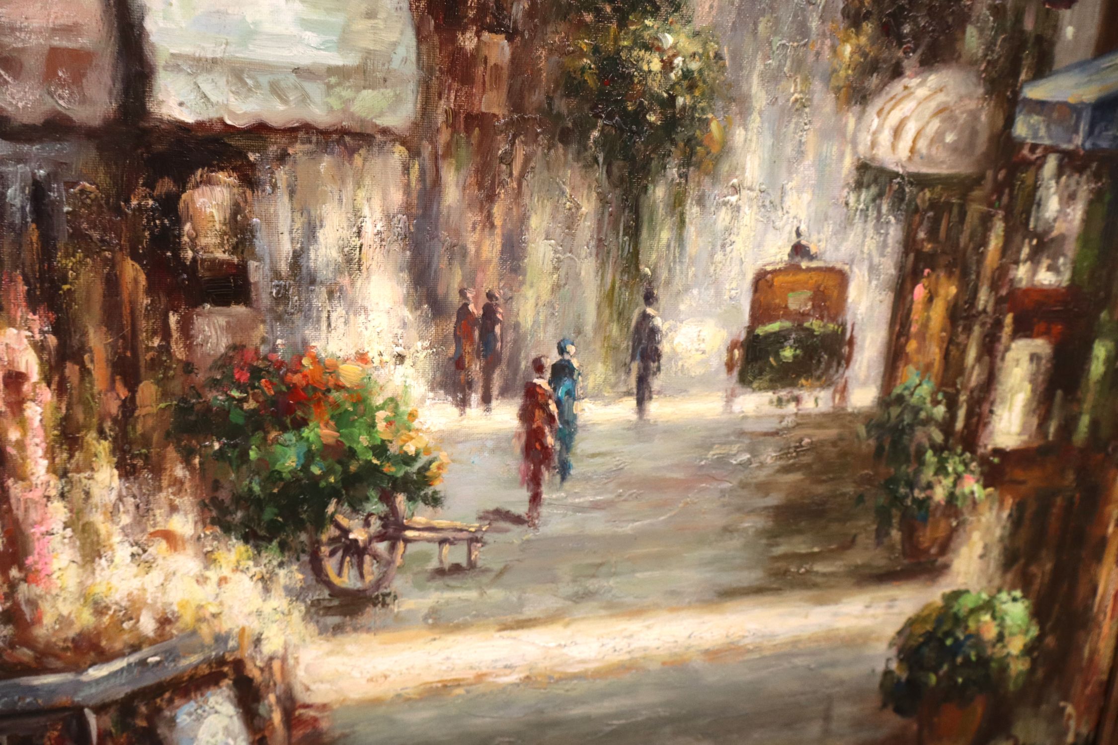Prestige Arts Framed Impressionist Street Oil Painting