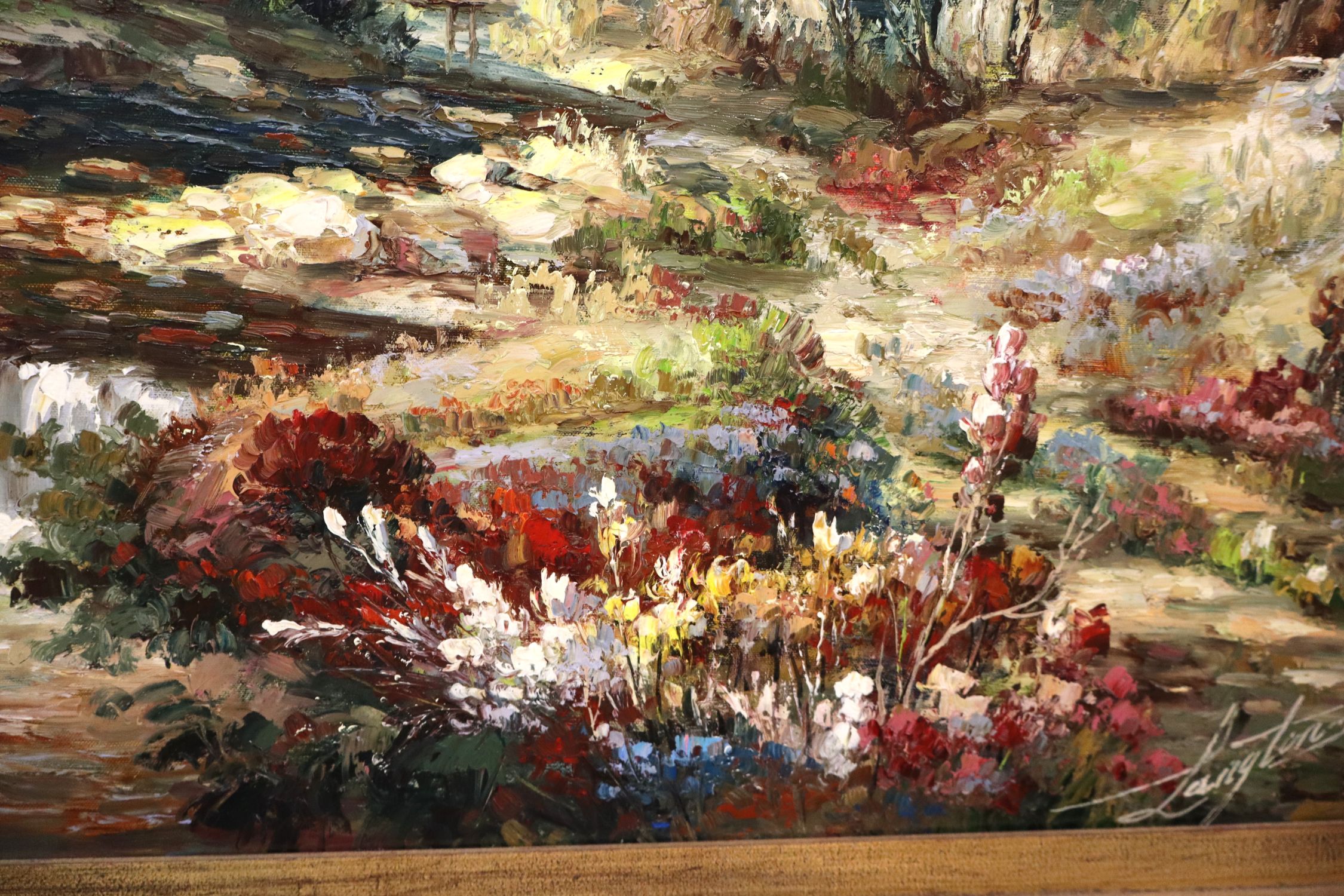 Ornate Framed Langlois Impressionist Landscape Oil
