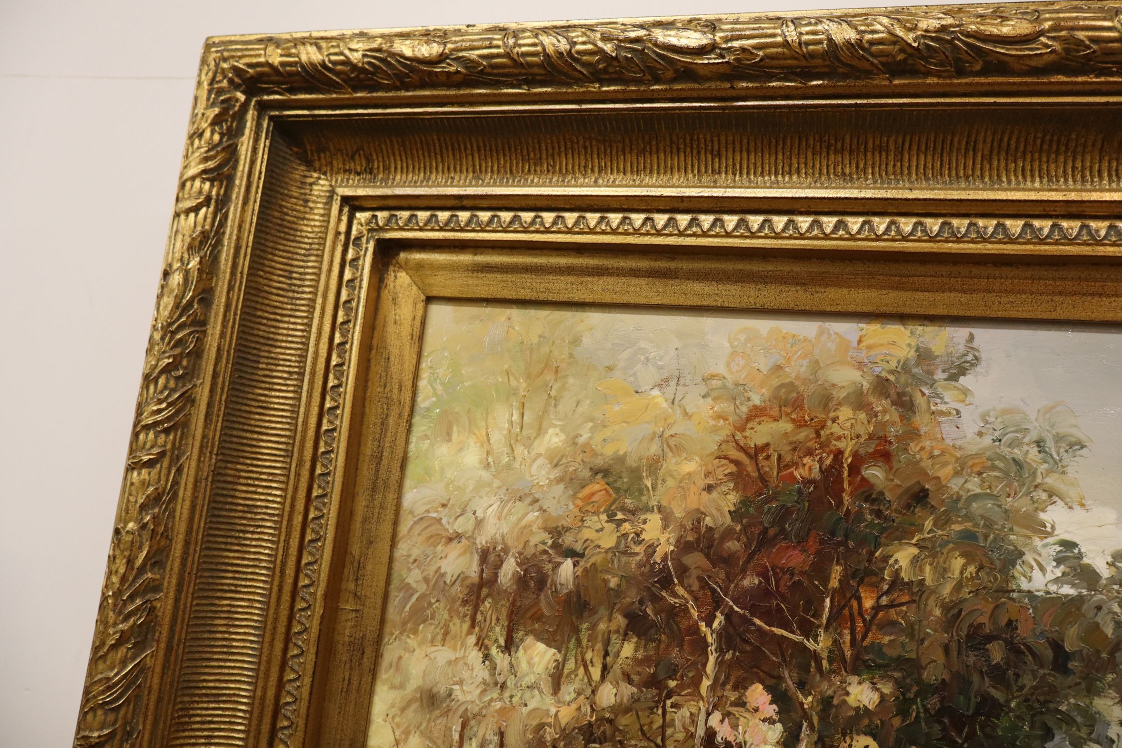 Ornate Framed Langlois Impressionist Landscape Oil