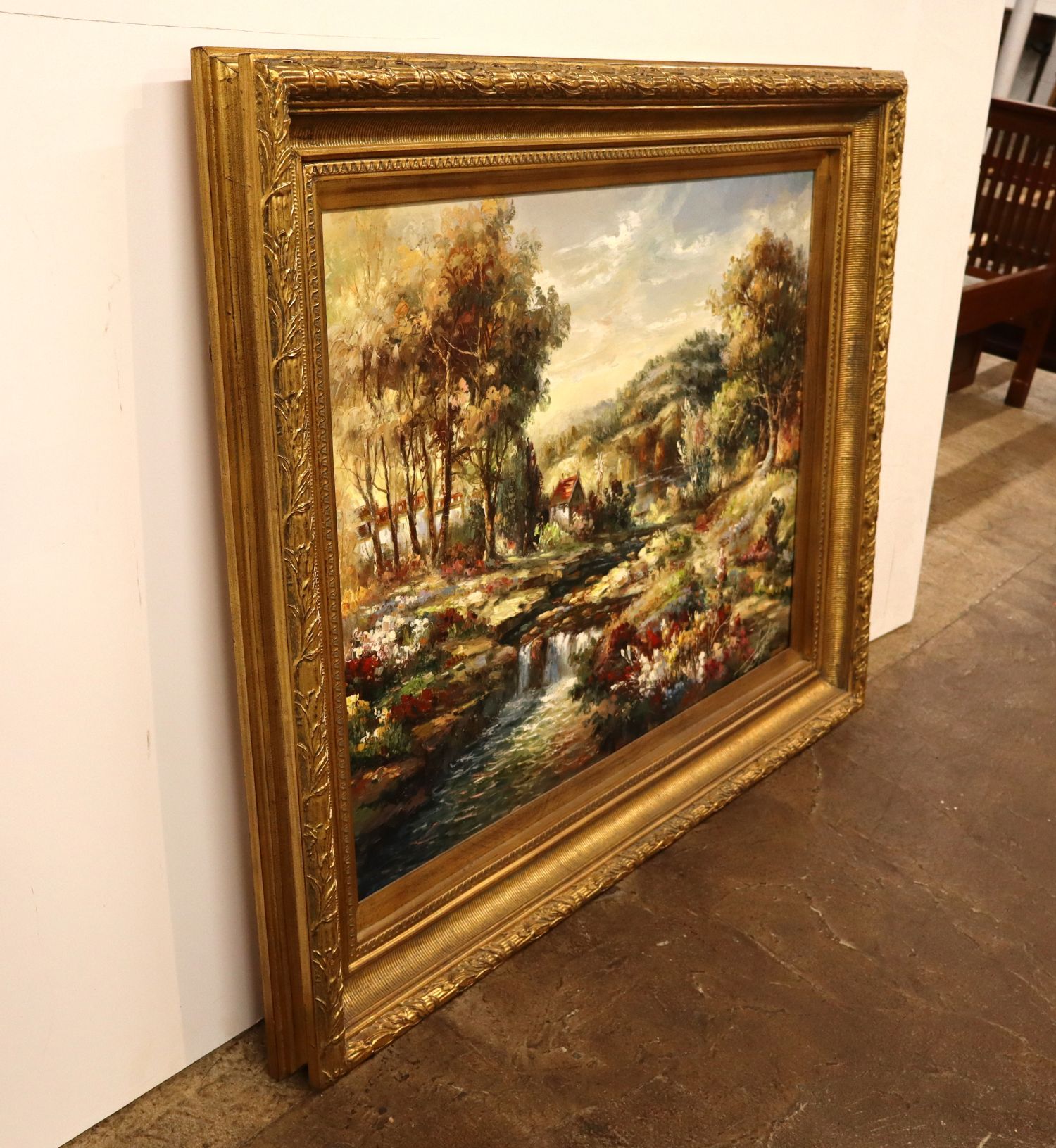 Ornate Framed Langlois Impressionist Landscape Oil