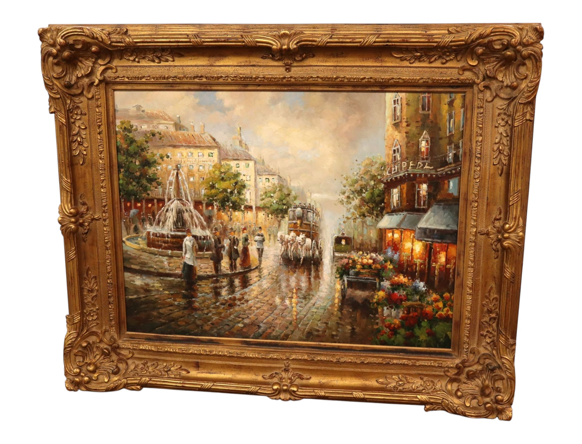 Prestige Arts Framed Parisian Fountain Street Scene