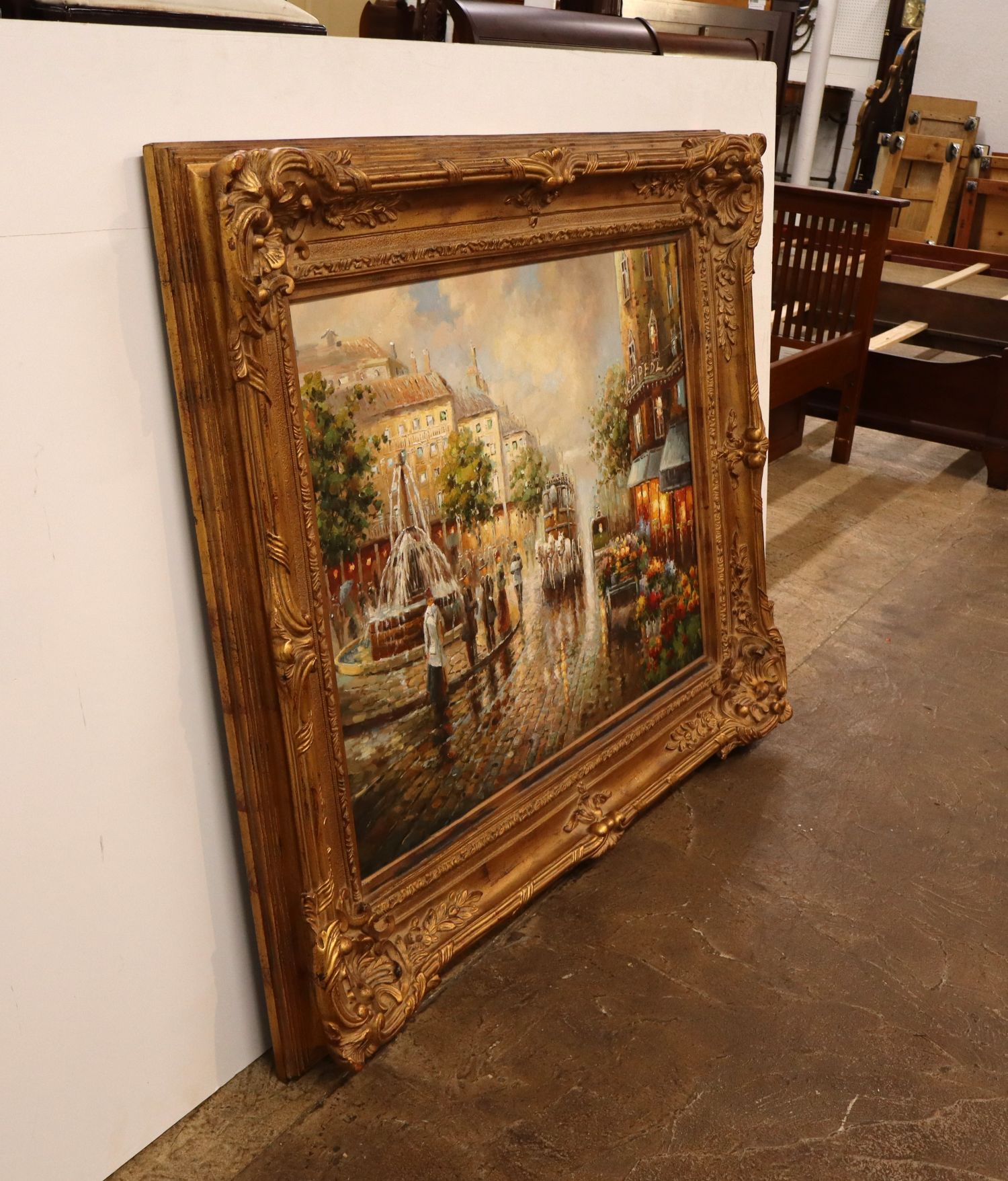 Prestige Arts Framed Parisian Fountain Street Scene