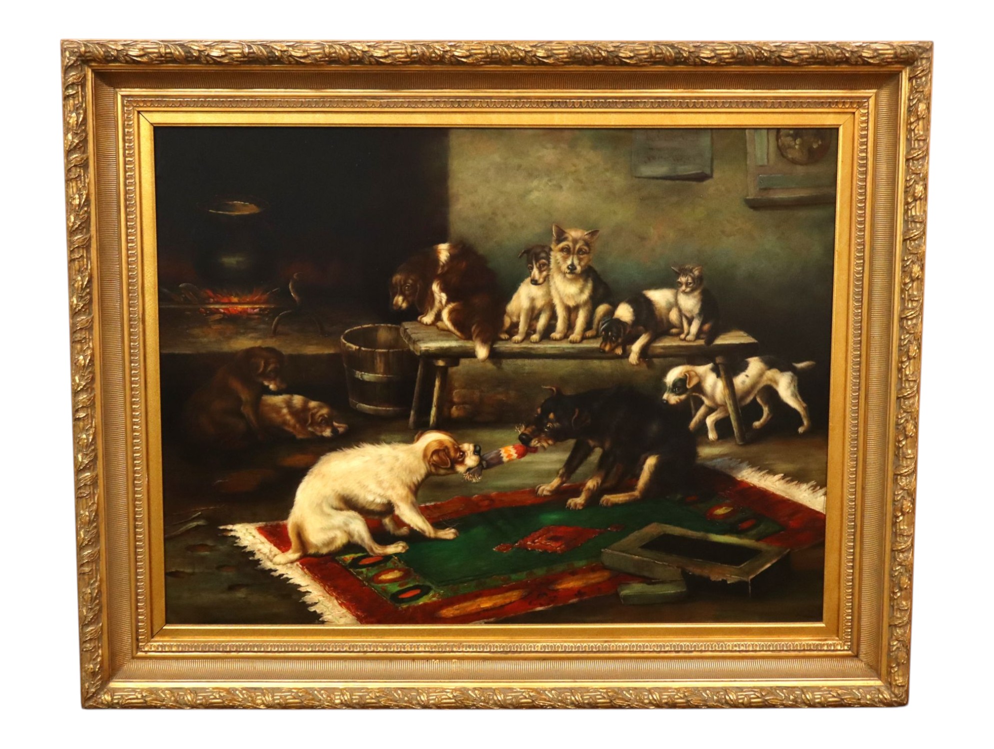 W.H. Trood Oil Painting Dogs Christmas Cracker