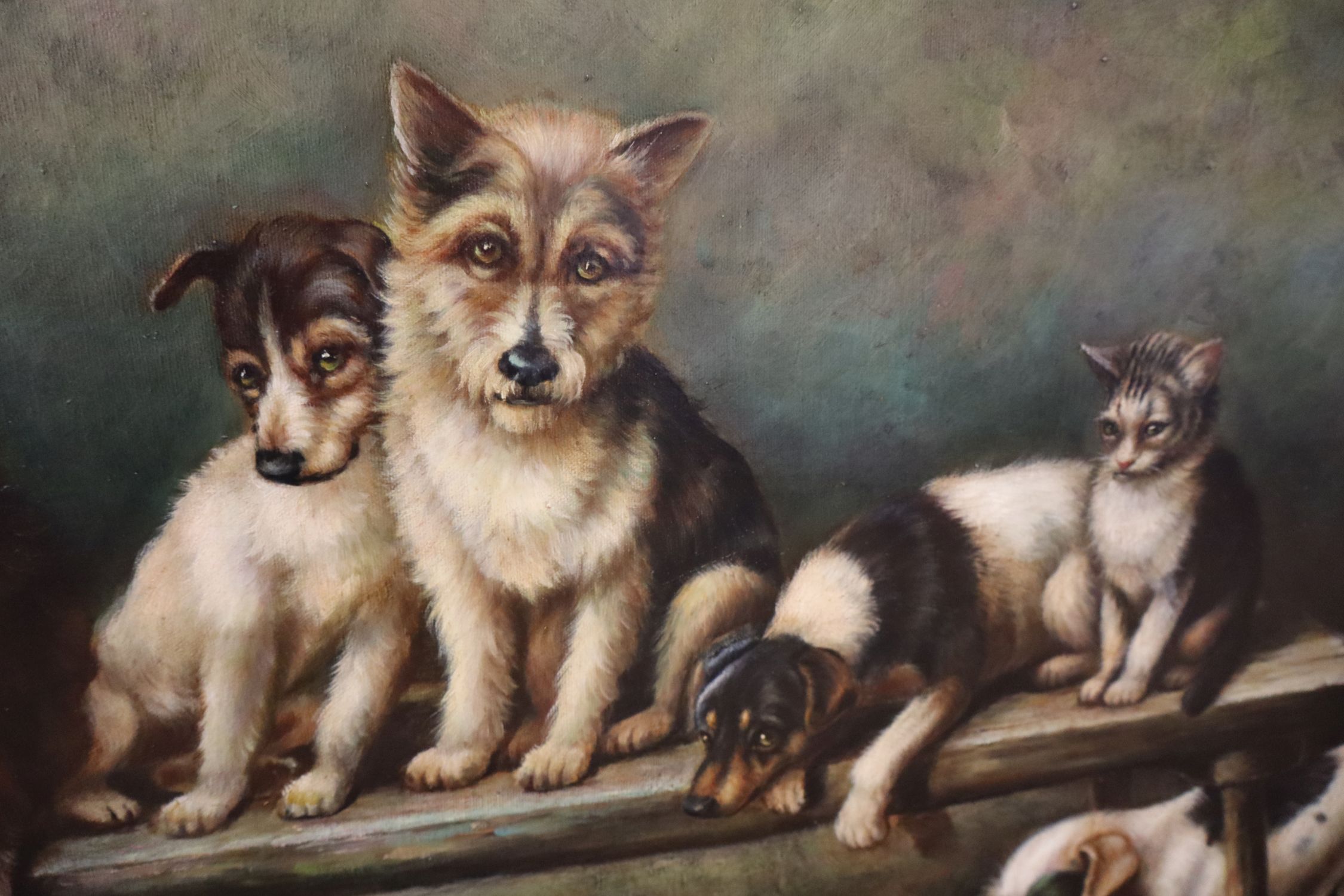 W.H. Trood Oil Painting Dogs Christmas Cracker