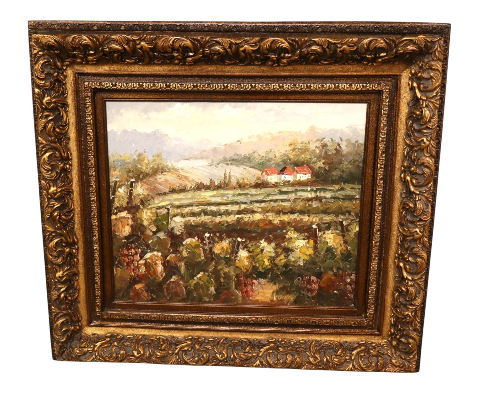 Tuscan Vineyard Oil Painting Impressionist Framed