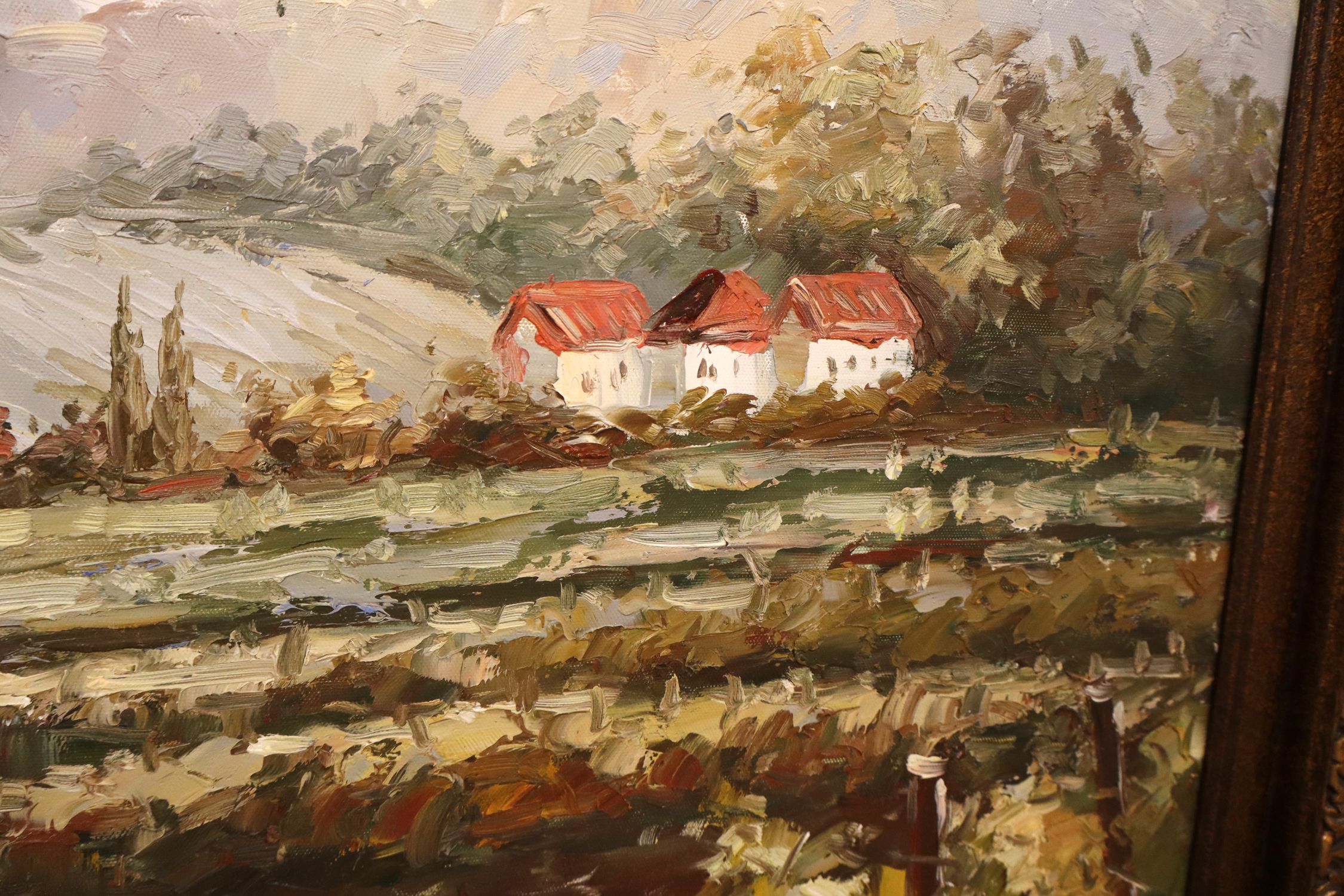 Tuscan Vineyard Oil Painting Impressionist Framed