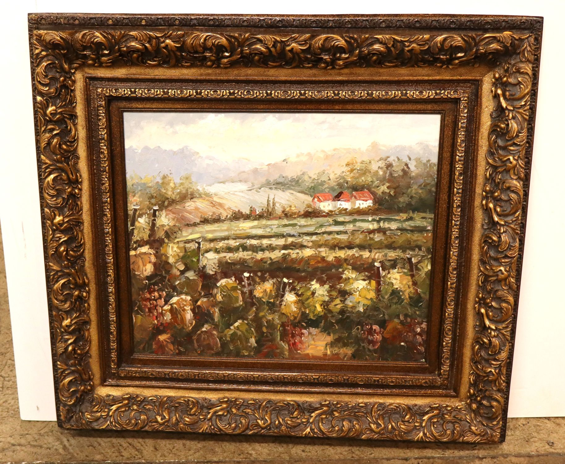 Tuscan Vineyard Oil Painting Impressionist Framed