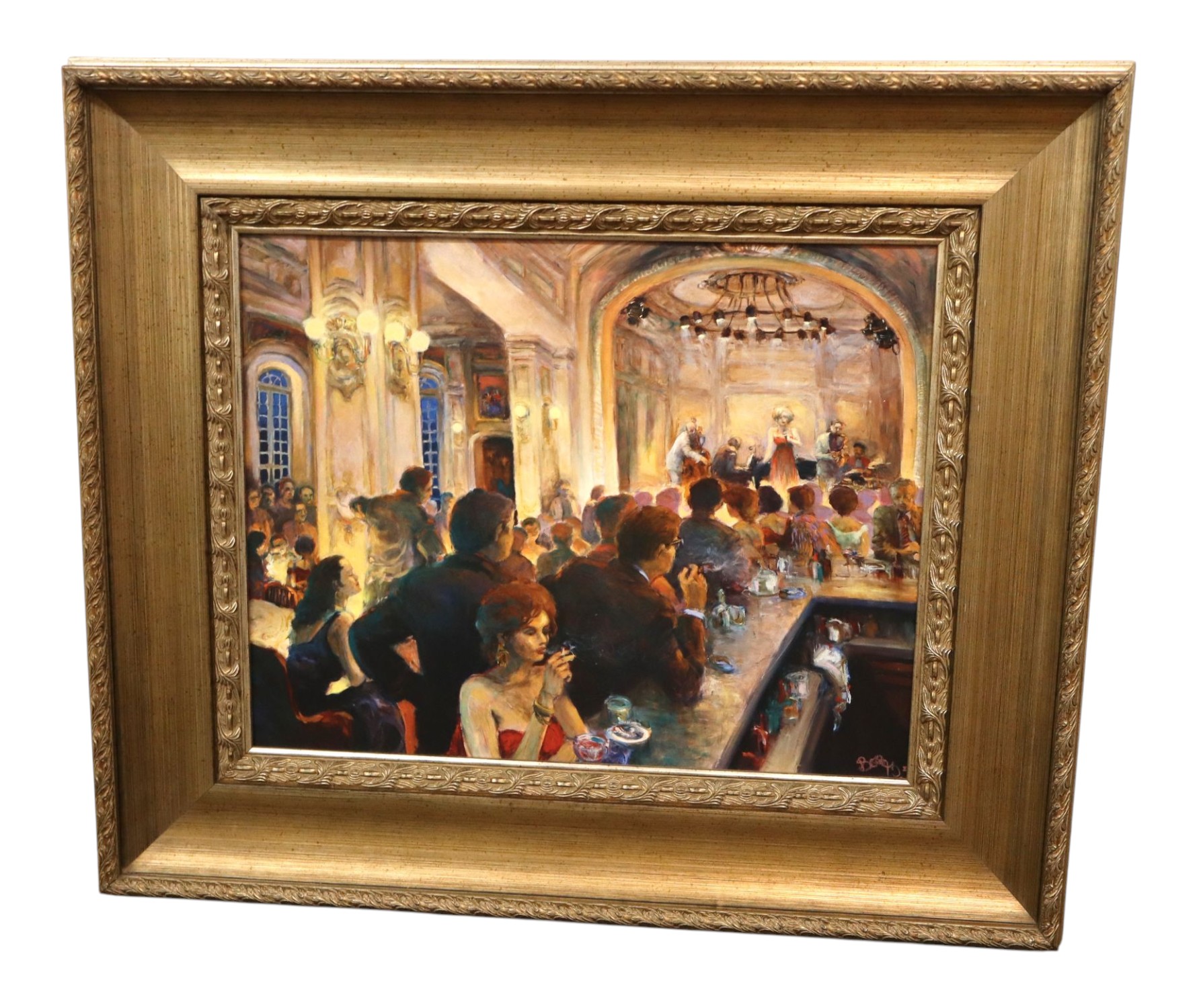 Berc Ketchian Jazz Club Bar Giclee Print Framed