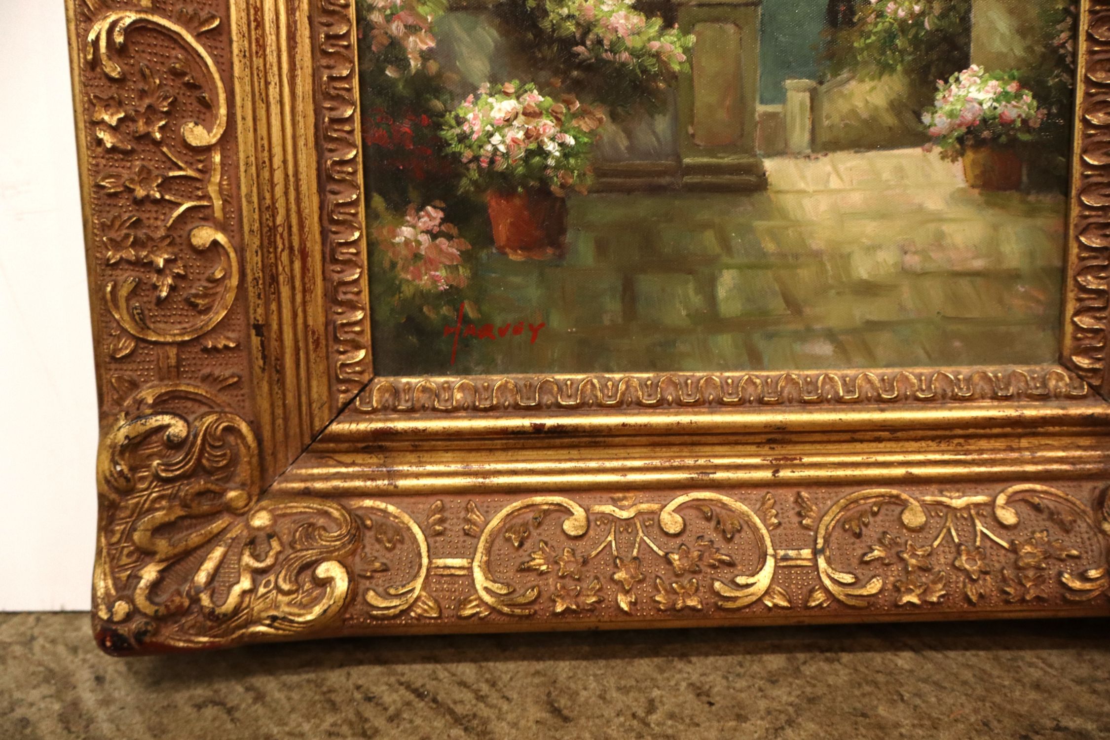 Italian Lake Como Terrace Oil Painting Art Framed