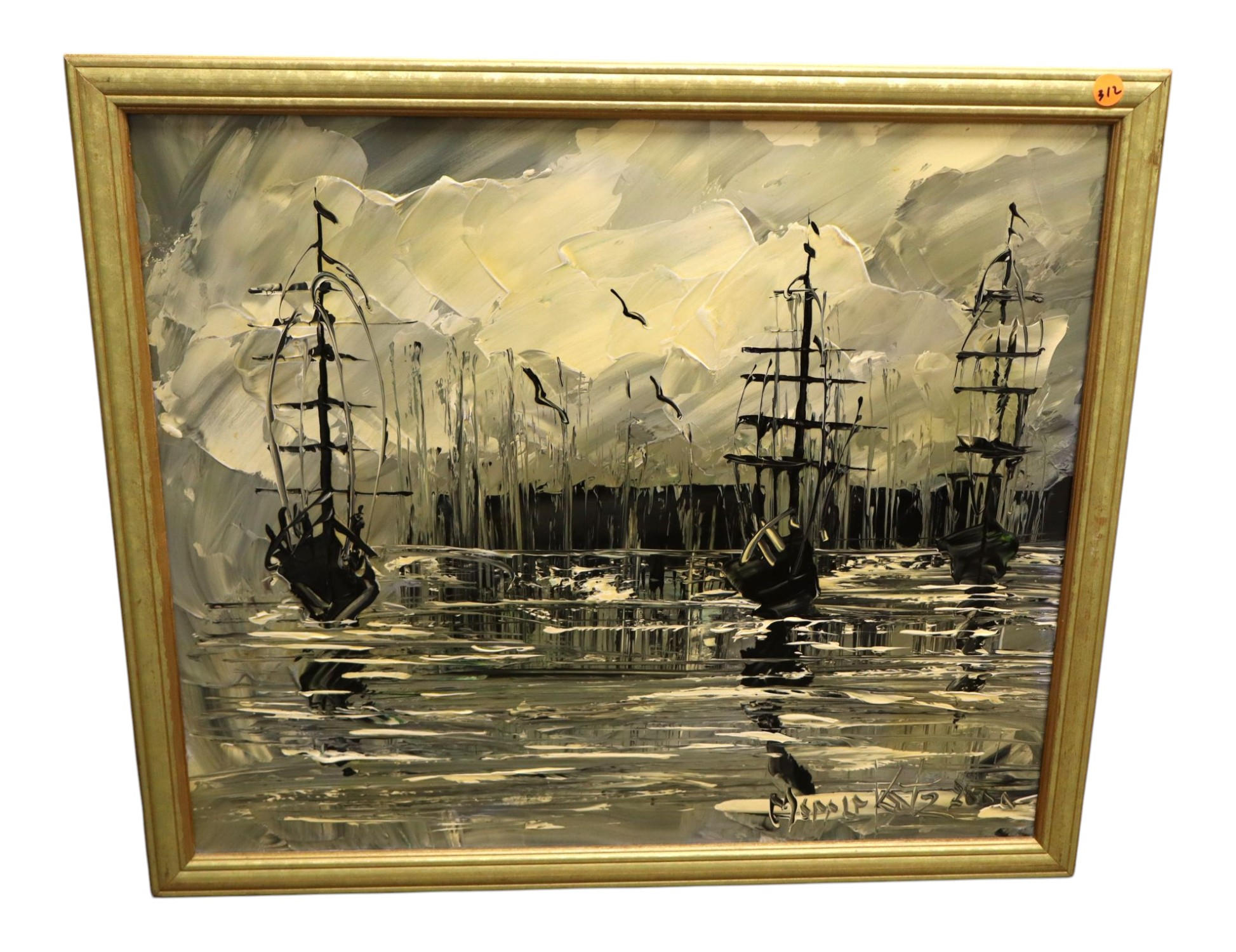 Morris Katz Original Oil Painting Nautical Ships Art