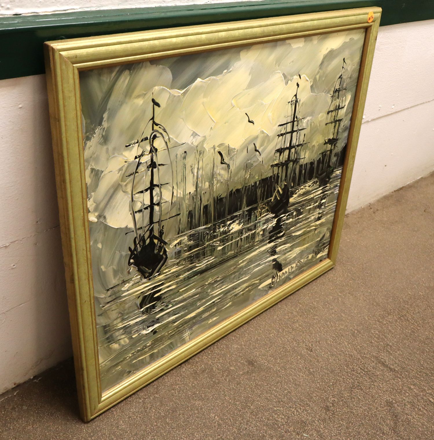 Morris Katz Original Oil Painting Nautical Ships Art
