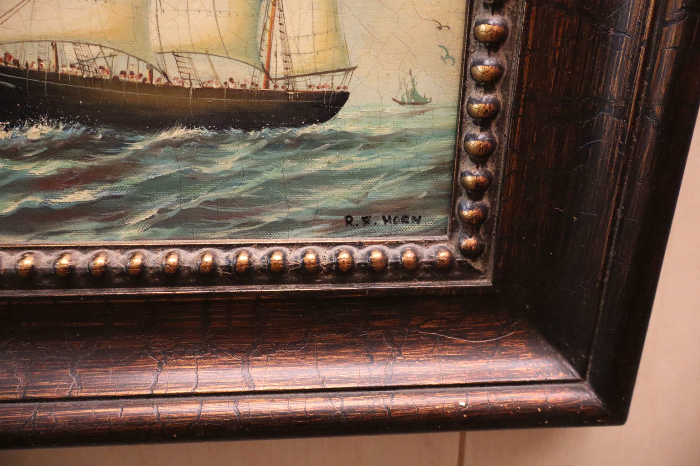R.E.Horn Clipper Ship Giclee Oil Canvas Framed