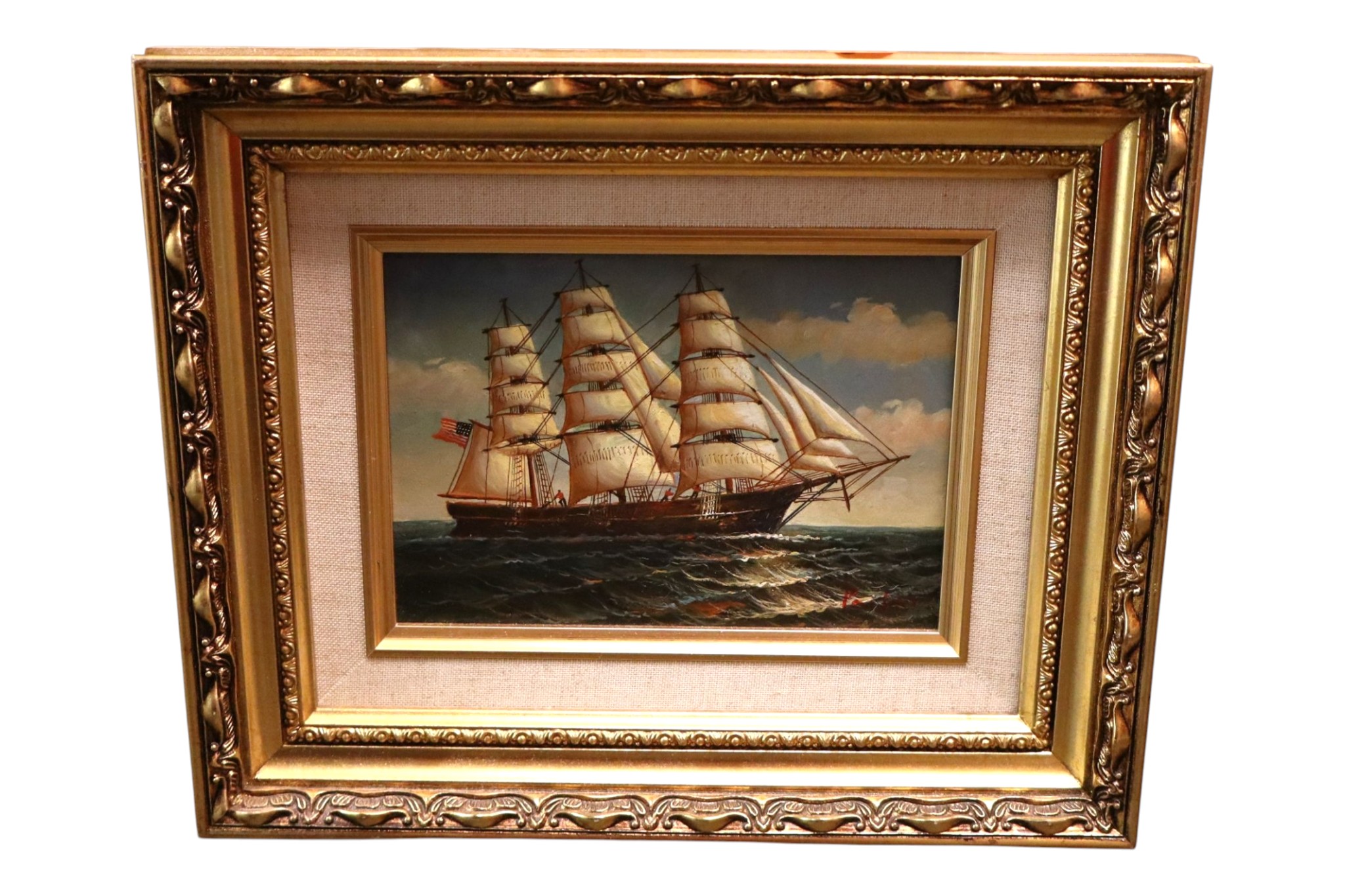 US Clipper Ship Giclee Oil Painting Art Framed