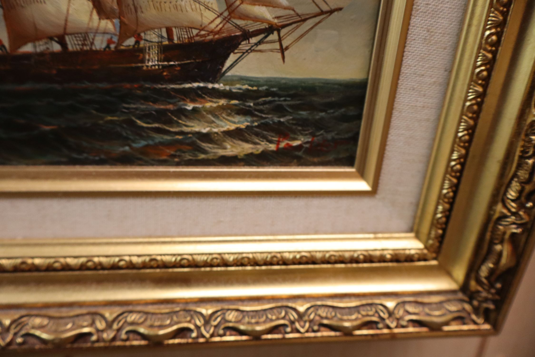 US Clipper Ship Giclee Oil Painting Art Framed
