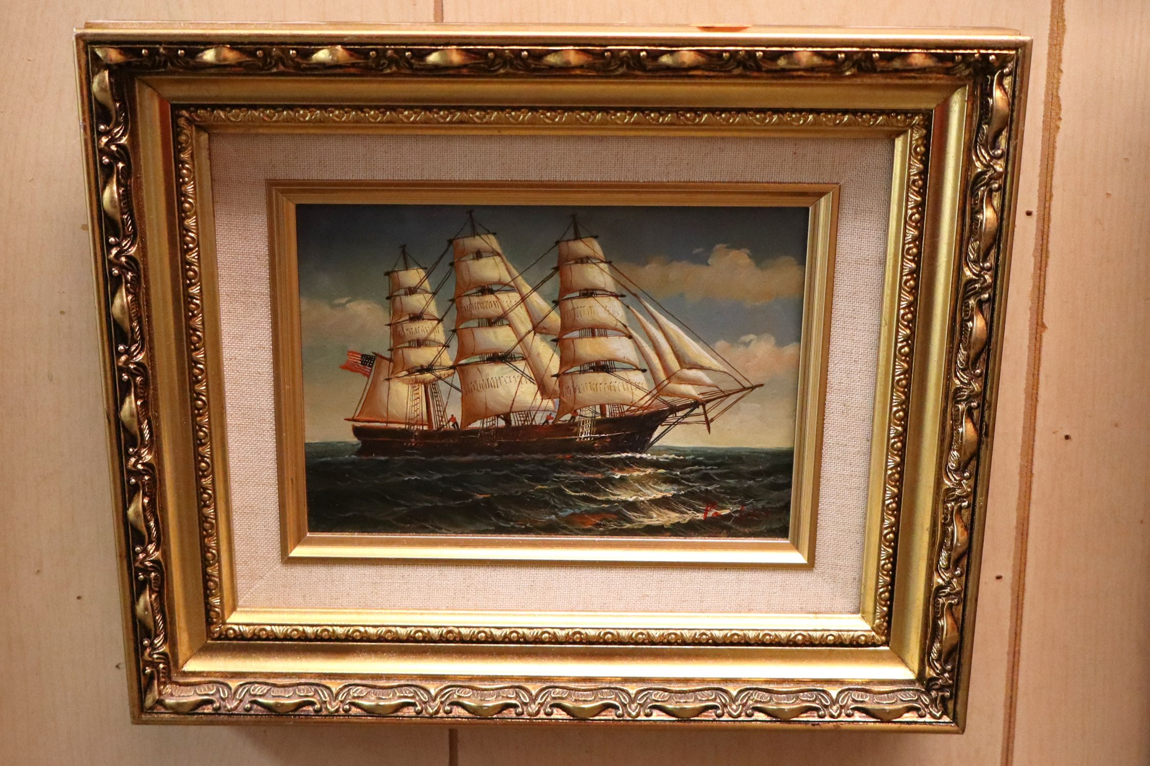 US Clipper Ship Giclee Oil Painting Art Framed