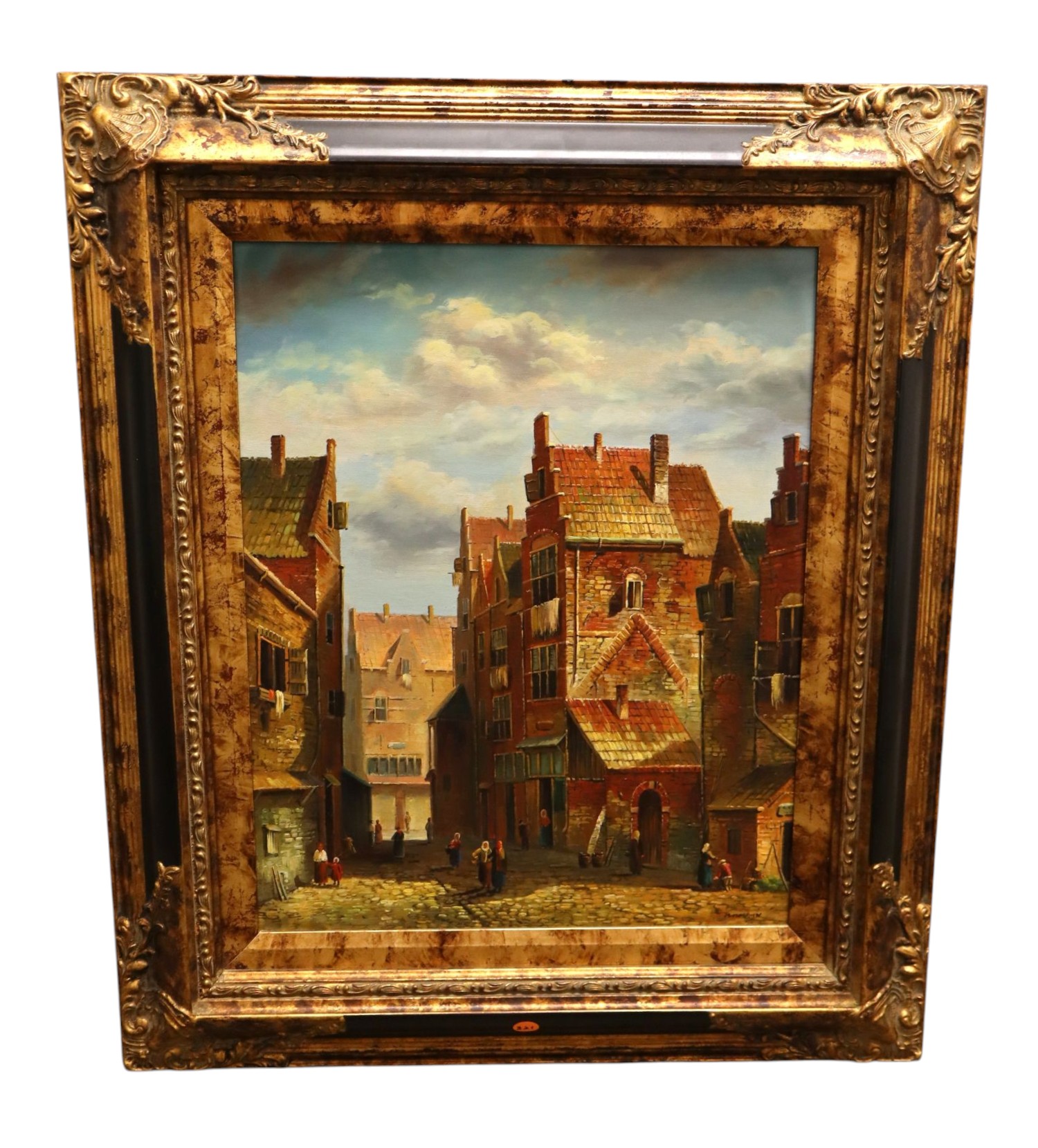 A.Moreau Dutch Street Scene Giclee Art Framed