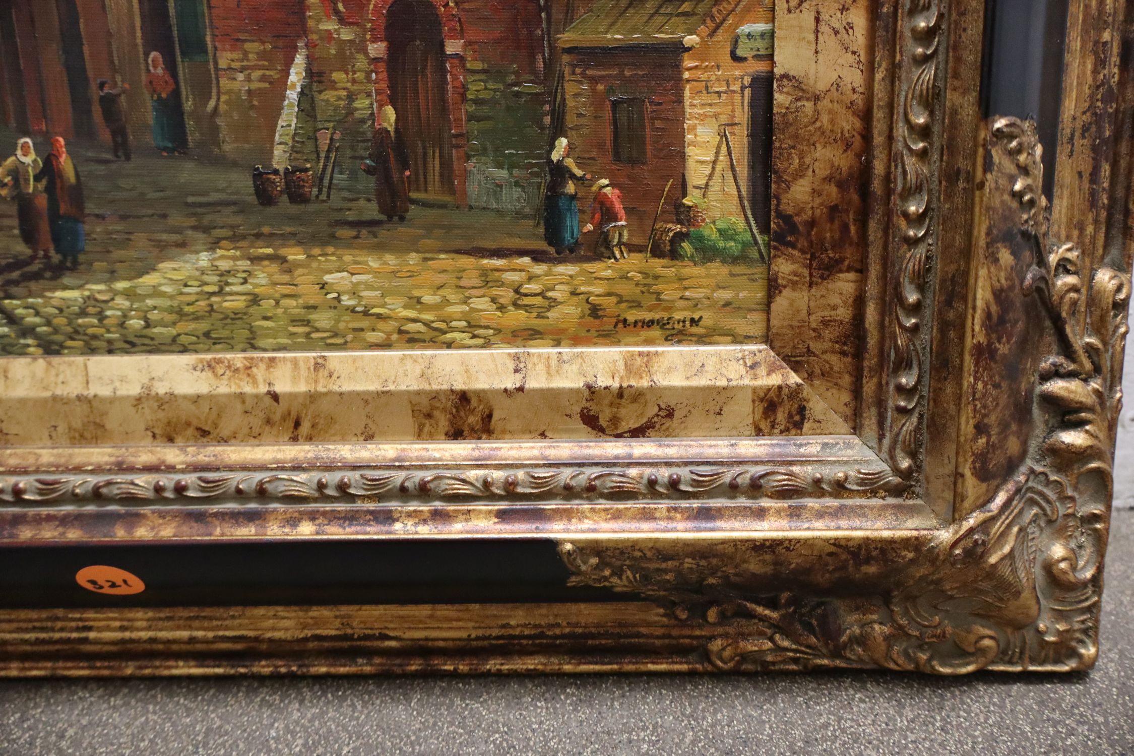 A.Moreau Dutch Street Scene Giclee Art Framed