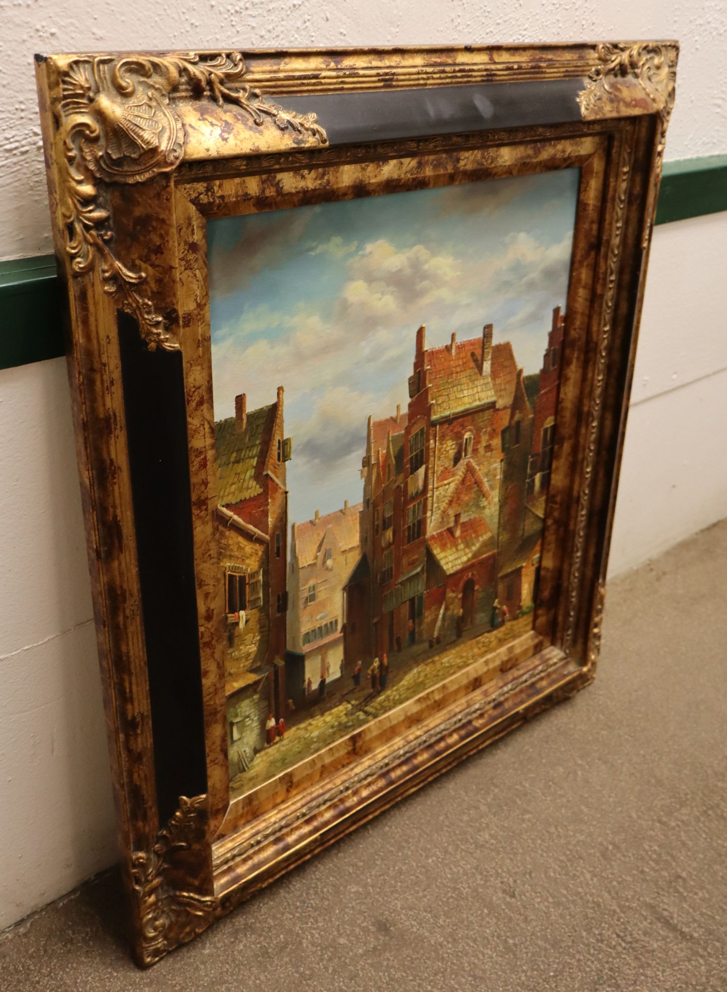 A.Moreau Dutch Street Scene Giclee Art Framed