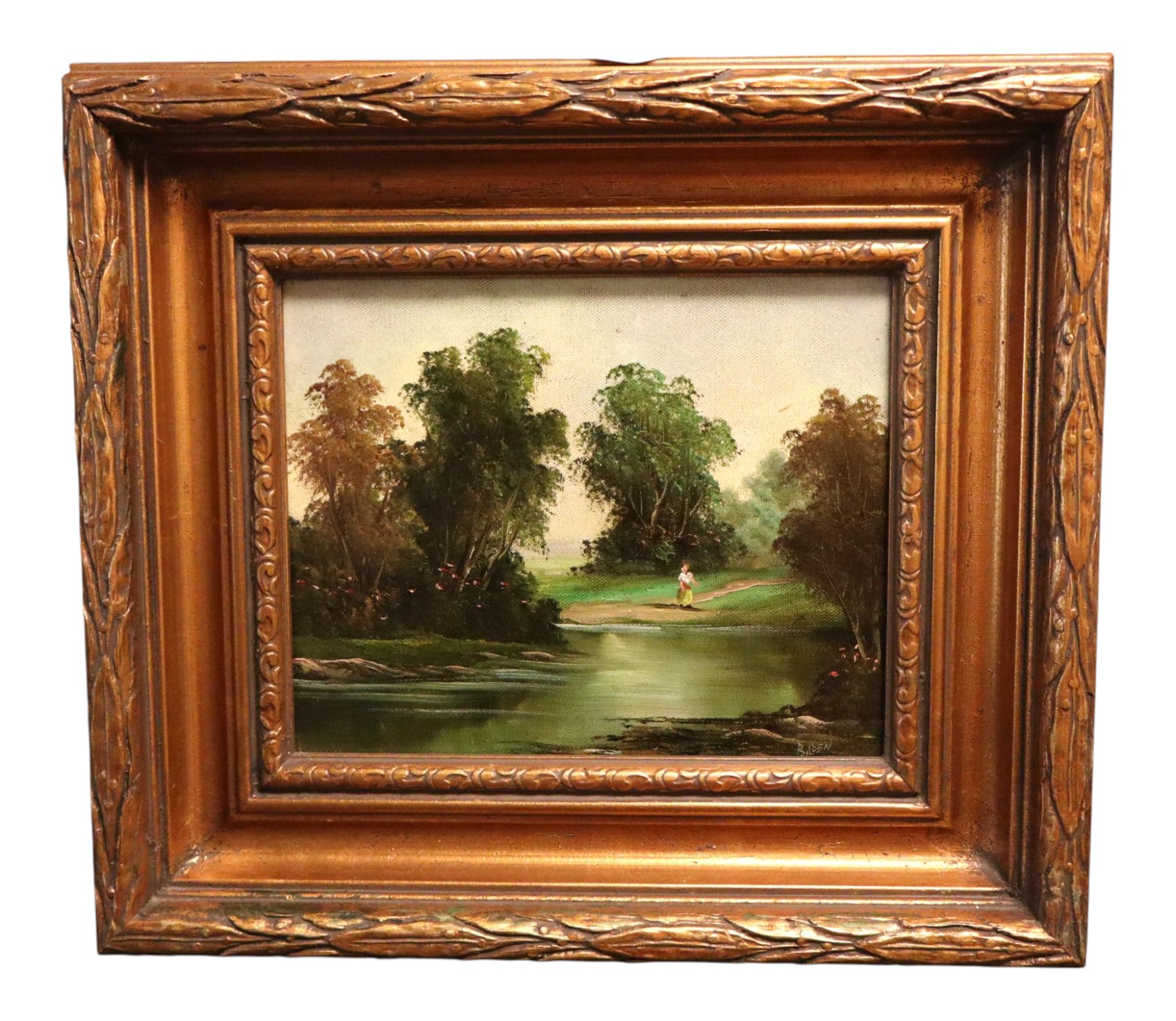 R.Nilsen River Landscape Giclee Painting Framed