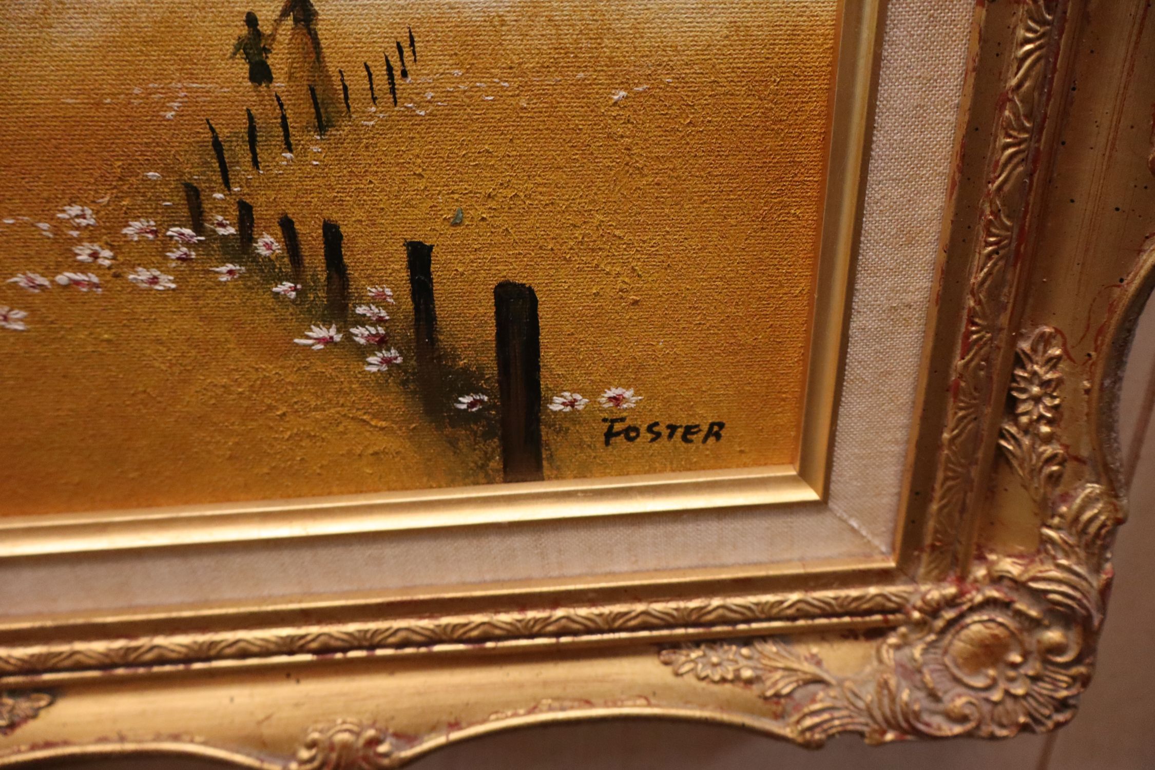 Foster artist sg. Oil on Canvas "The Days Gone By"