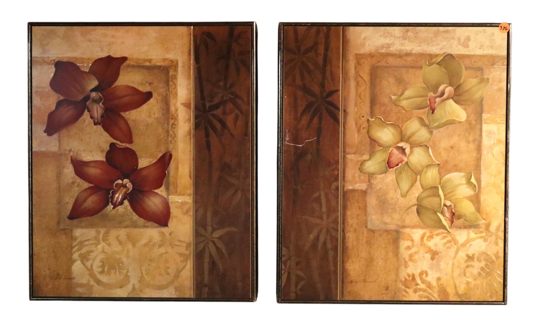 PR Asian insp. floral sg artwork decorative plaques