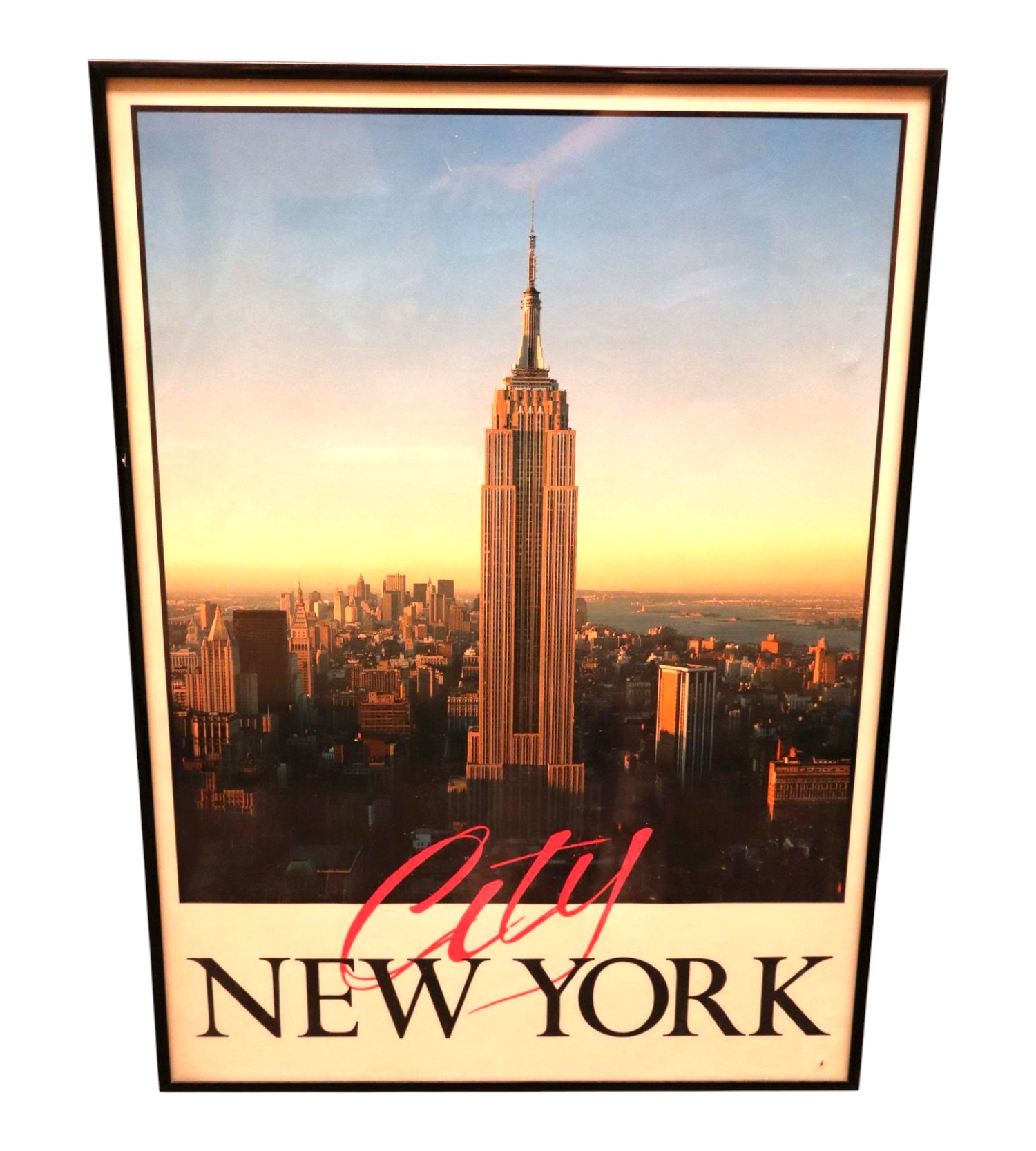 Vtg. New York Empire State Building Framed Poster