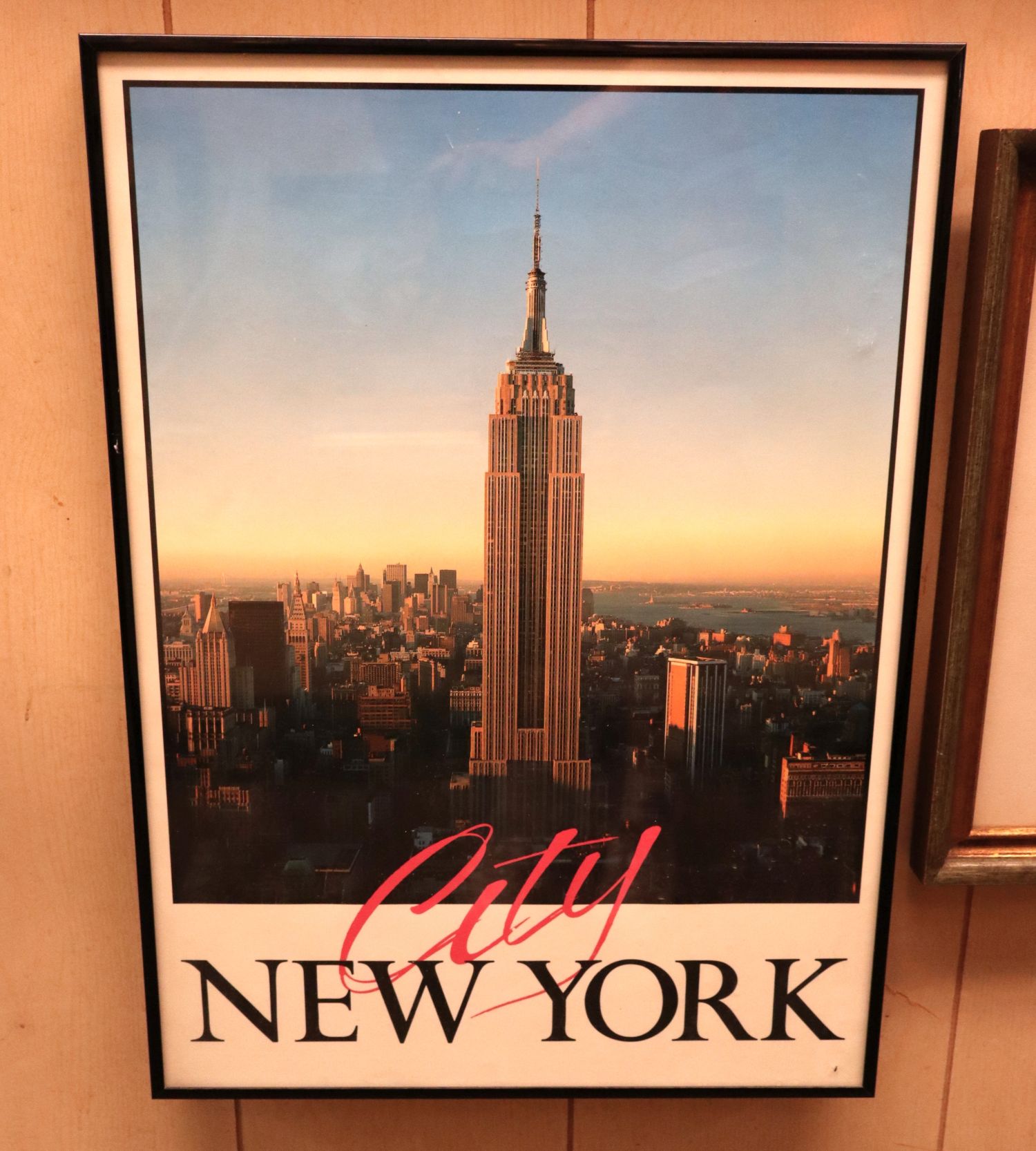 Vtg. New York Empire State Building Framed Poster