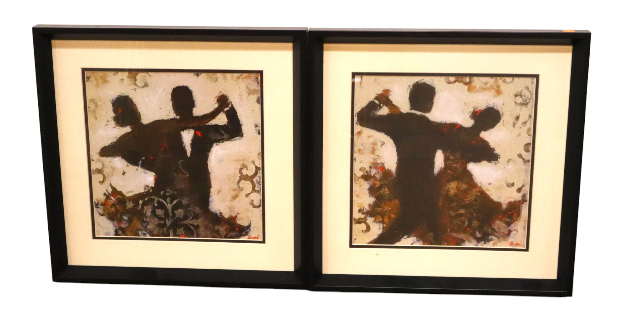 Pair Dupre Signed Ballroom Dancer Framed Prints