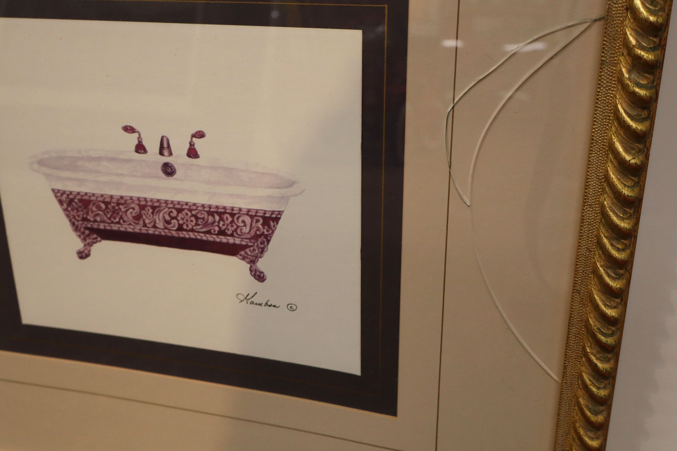 Pair Victorian Bathtub decorator prints