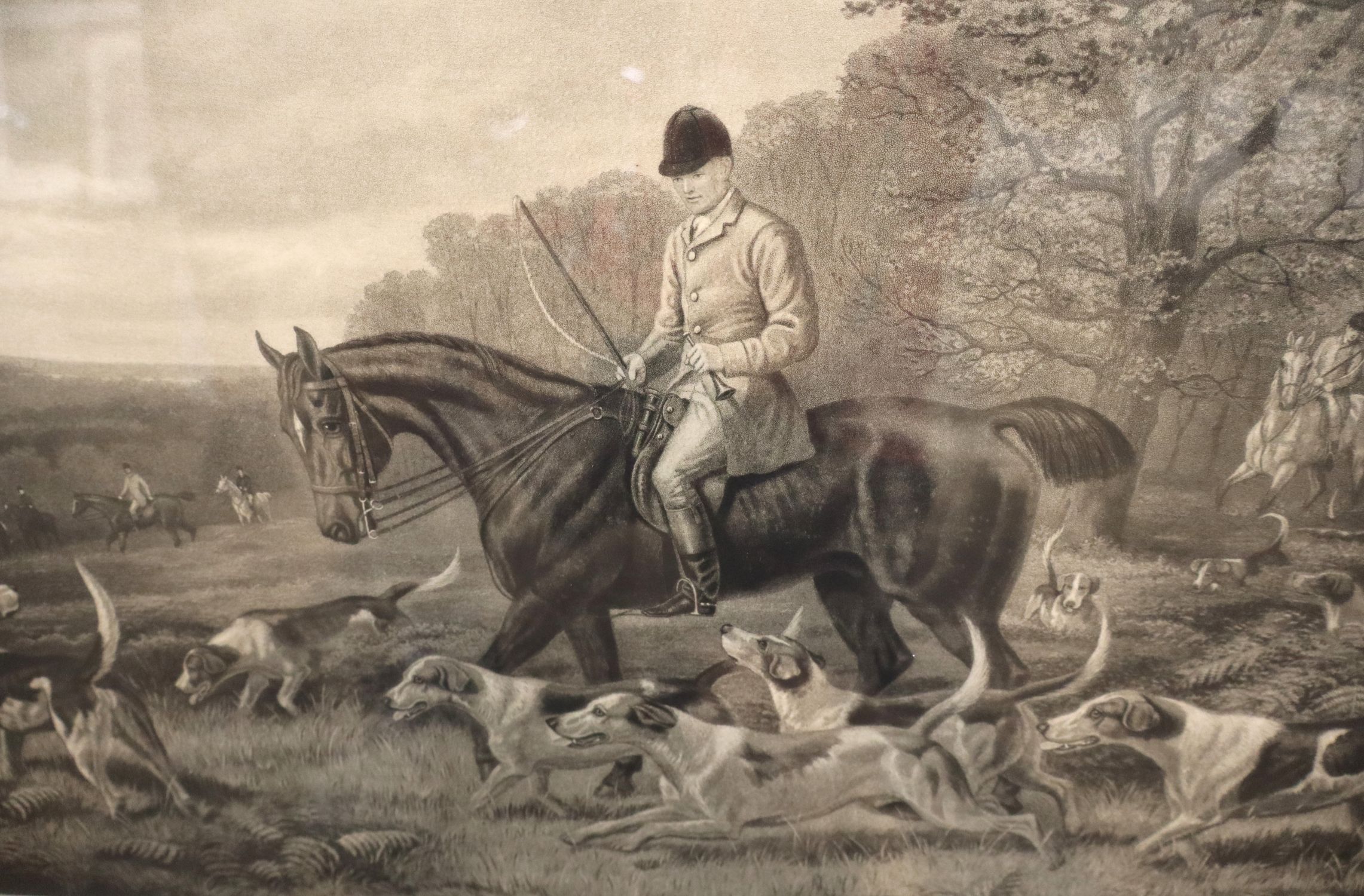 E.A.S.Douglas Hunt Scene Framed Print Drawn Blank