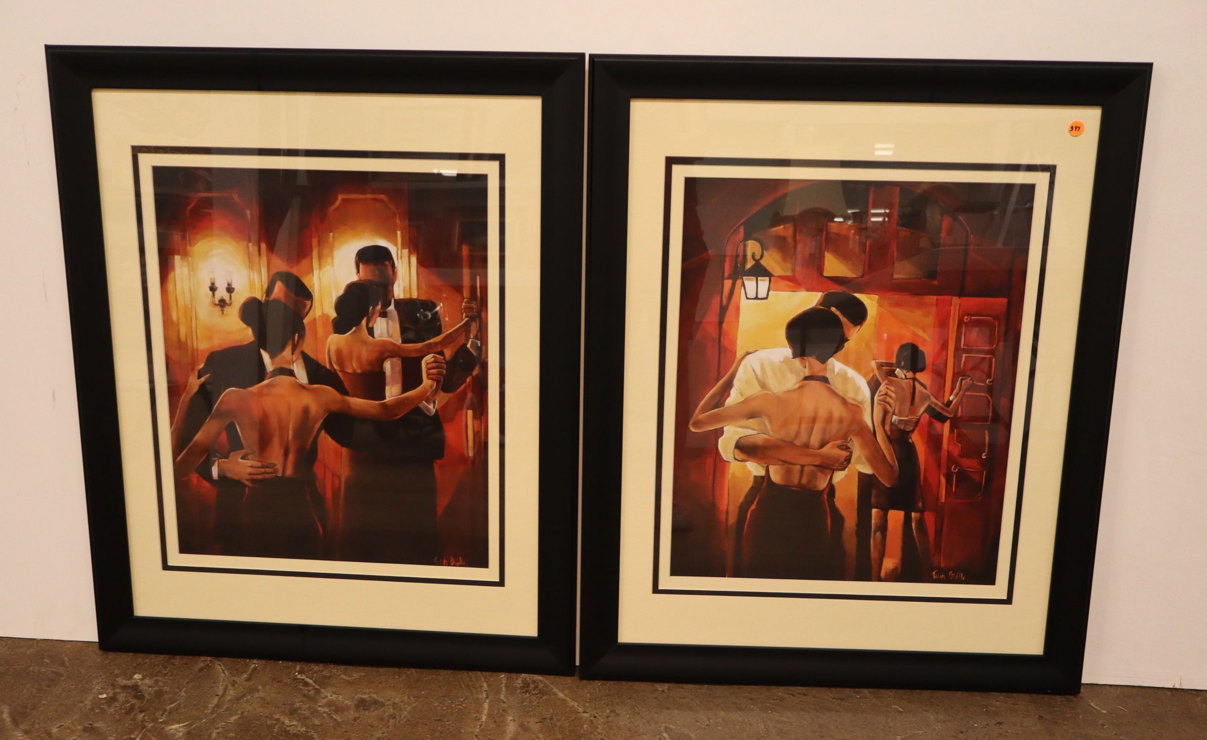 Pair Trish Biddle Signed Dancer Framed Prints