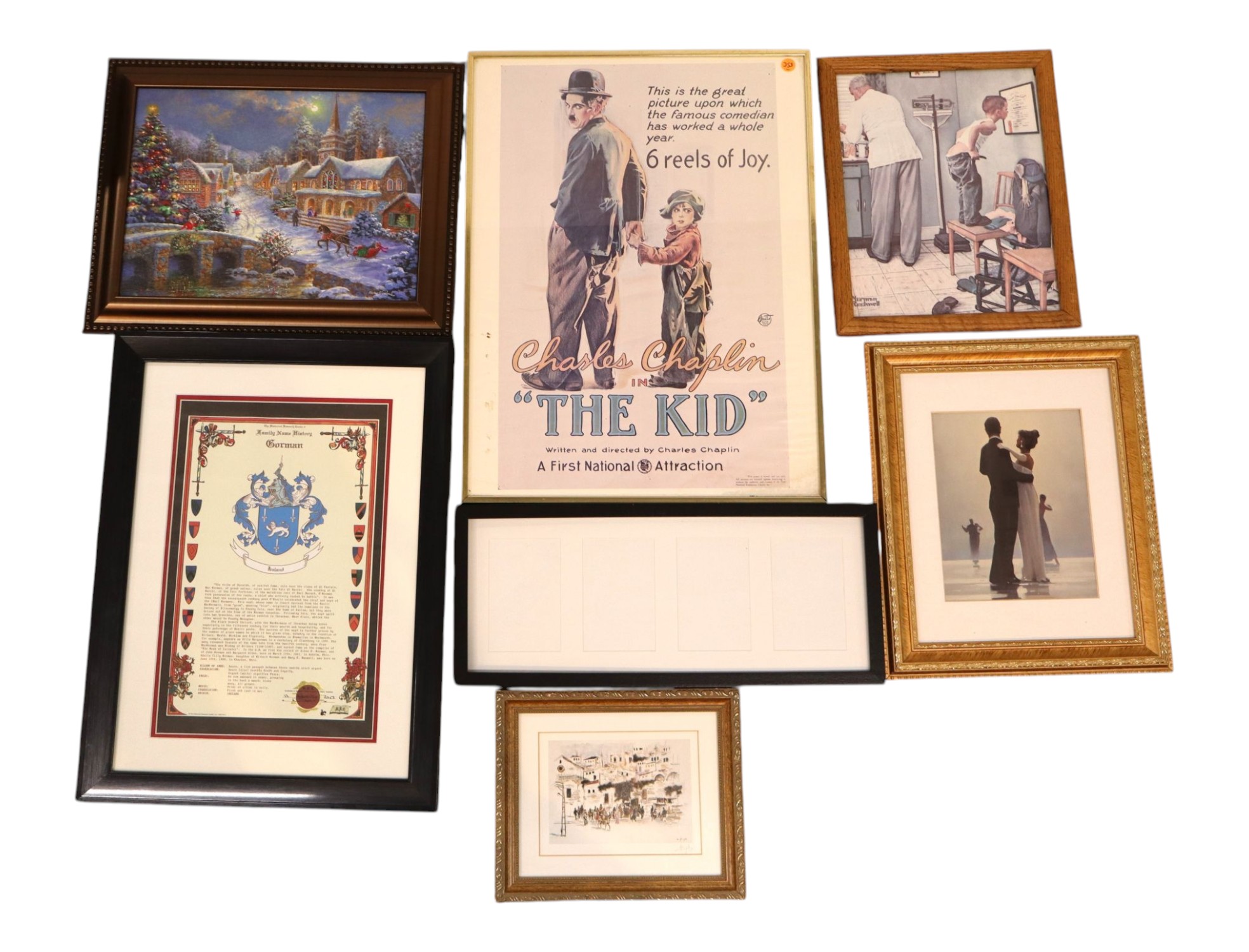 Lot 7 Framed Art Prints Chaplin Rockwell Vettriano