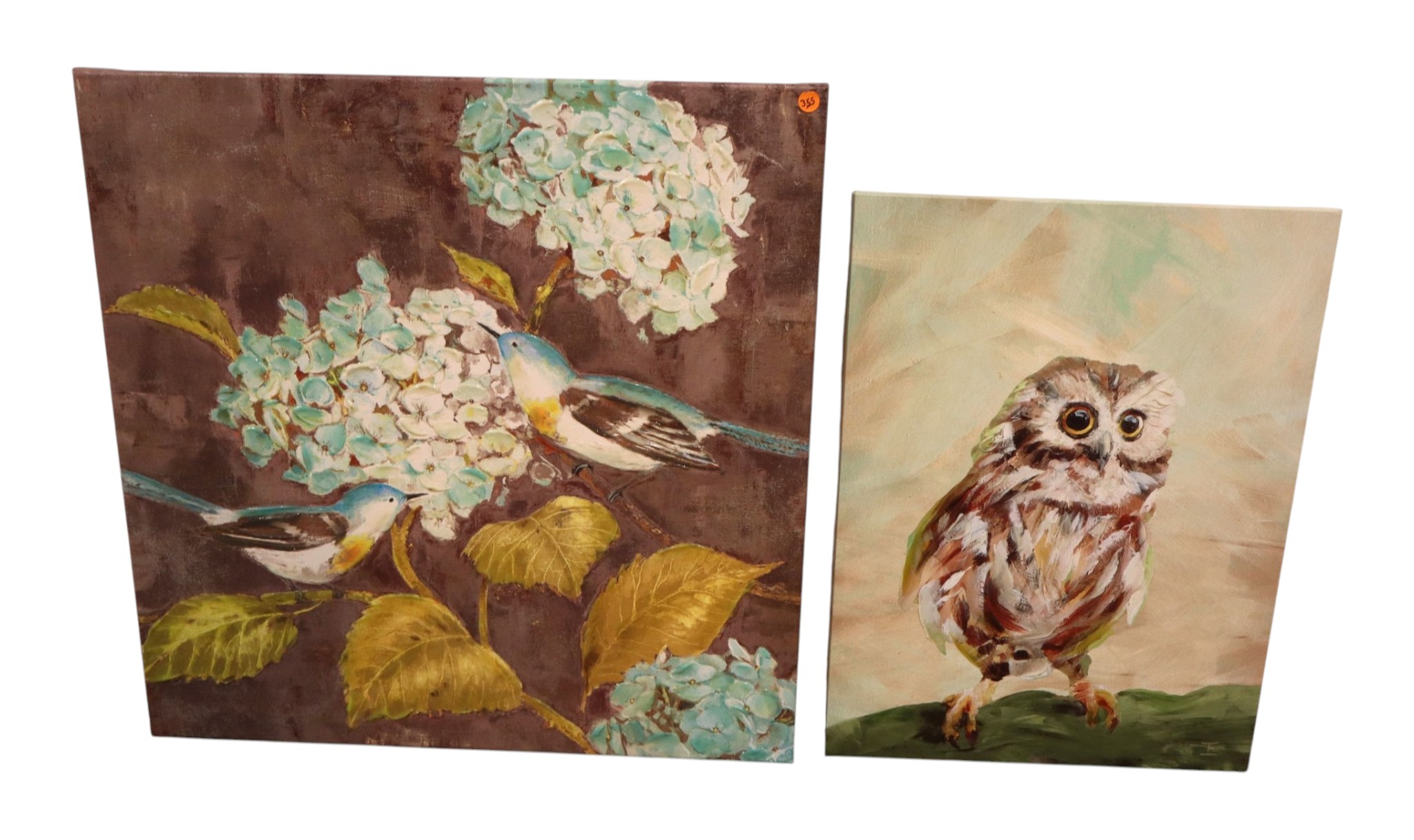 Wrapped oil on Canvases Owl & Birds/Flowers