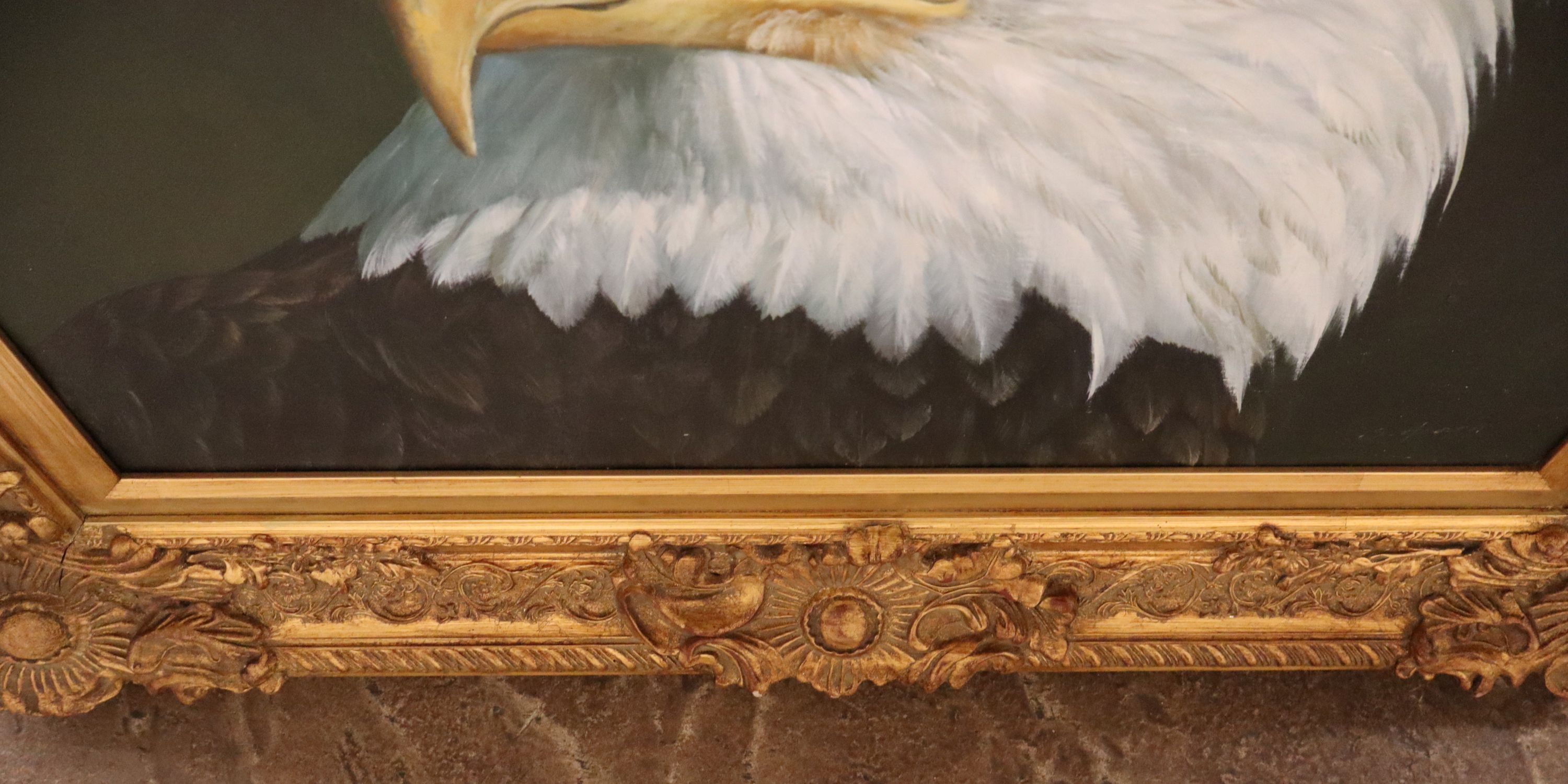 Eagle Bust Framed Canvas Giclee Print S Hearn