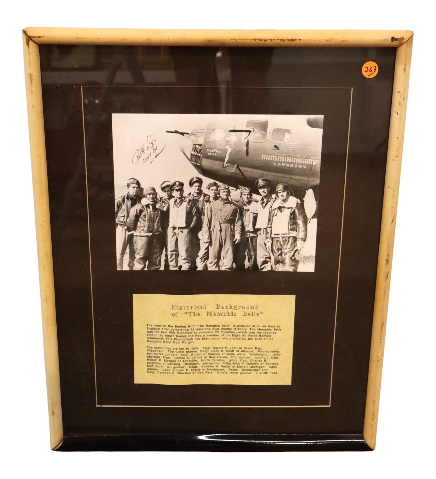 Memphis Belle Signed Pilot Photo Frame w/COA