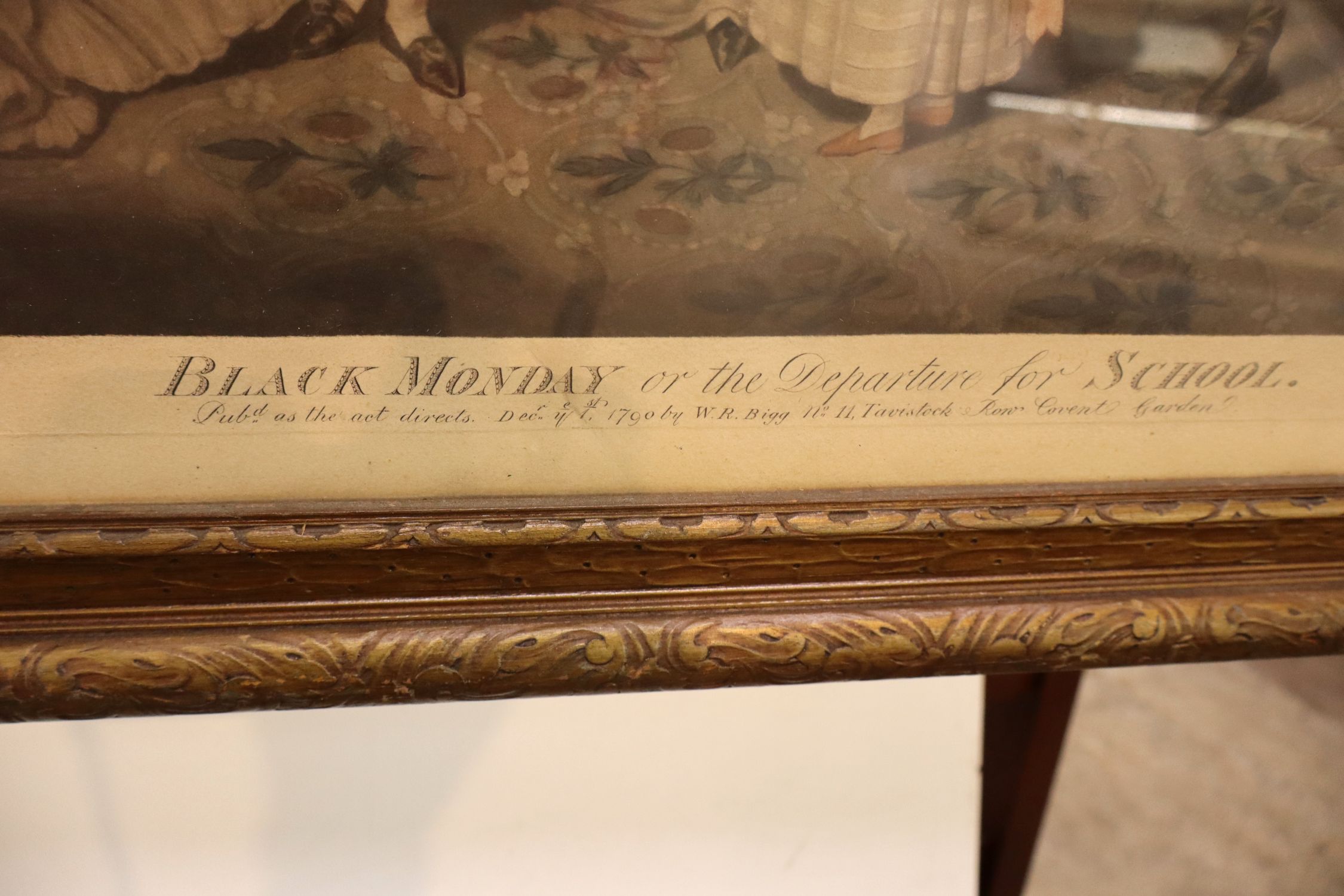 Antique 1790 Bigg Black Monday Print Engraving Frame