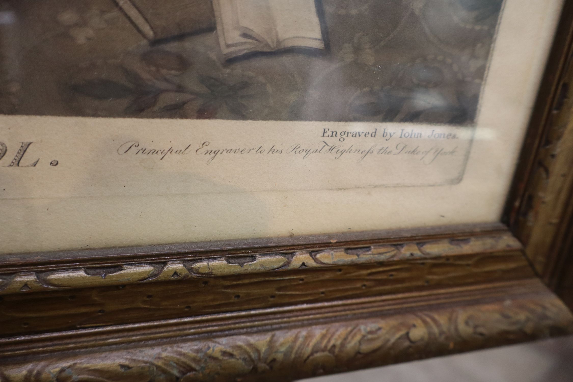 Antique 1790 Bigg Black Monday Print Engraving Frame