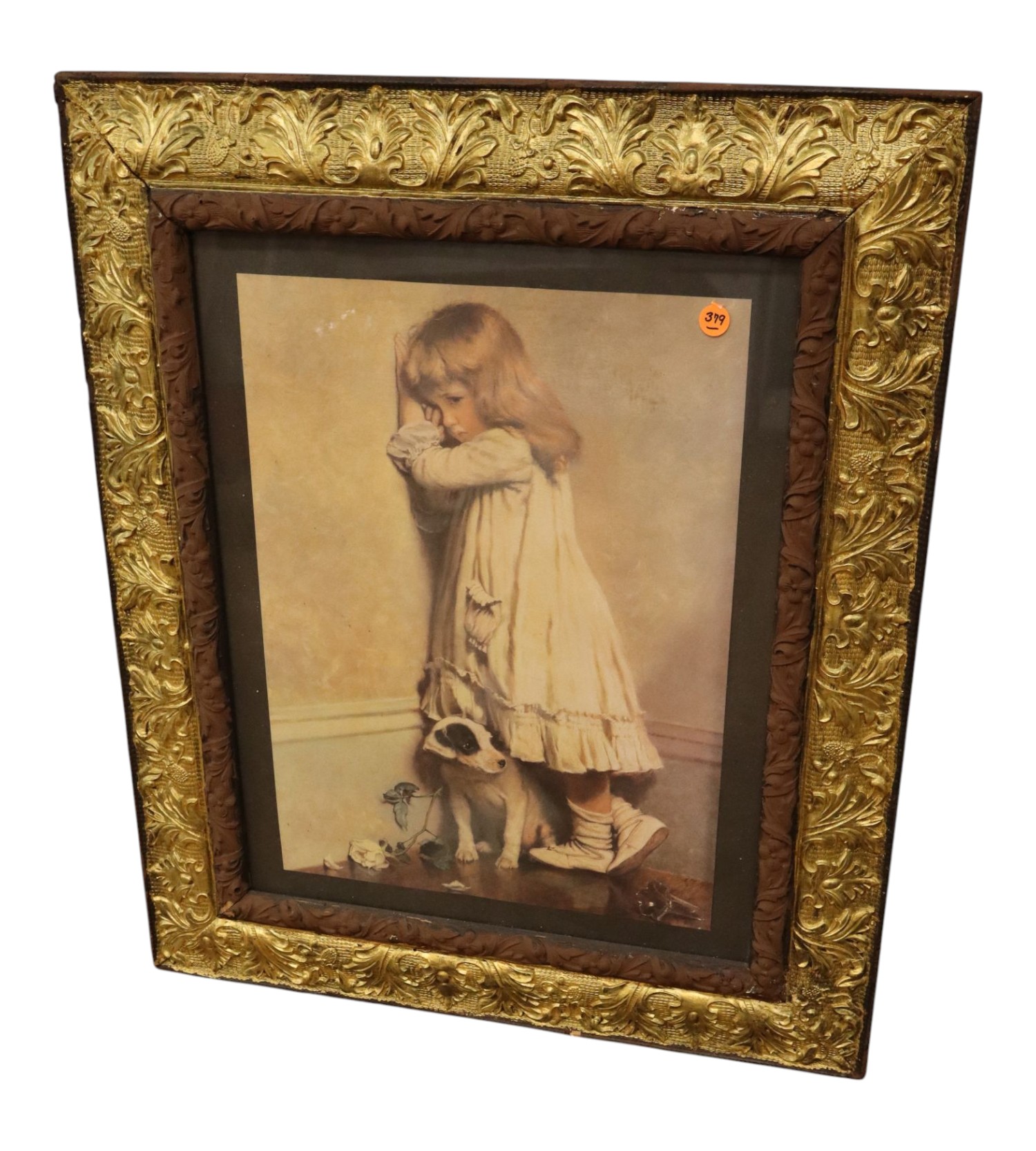 Vintage Barber In Disgrace Carved Framed Art Print