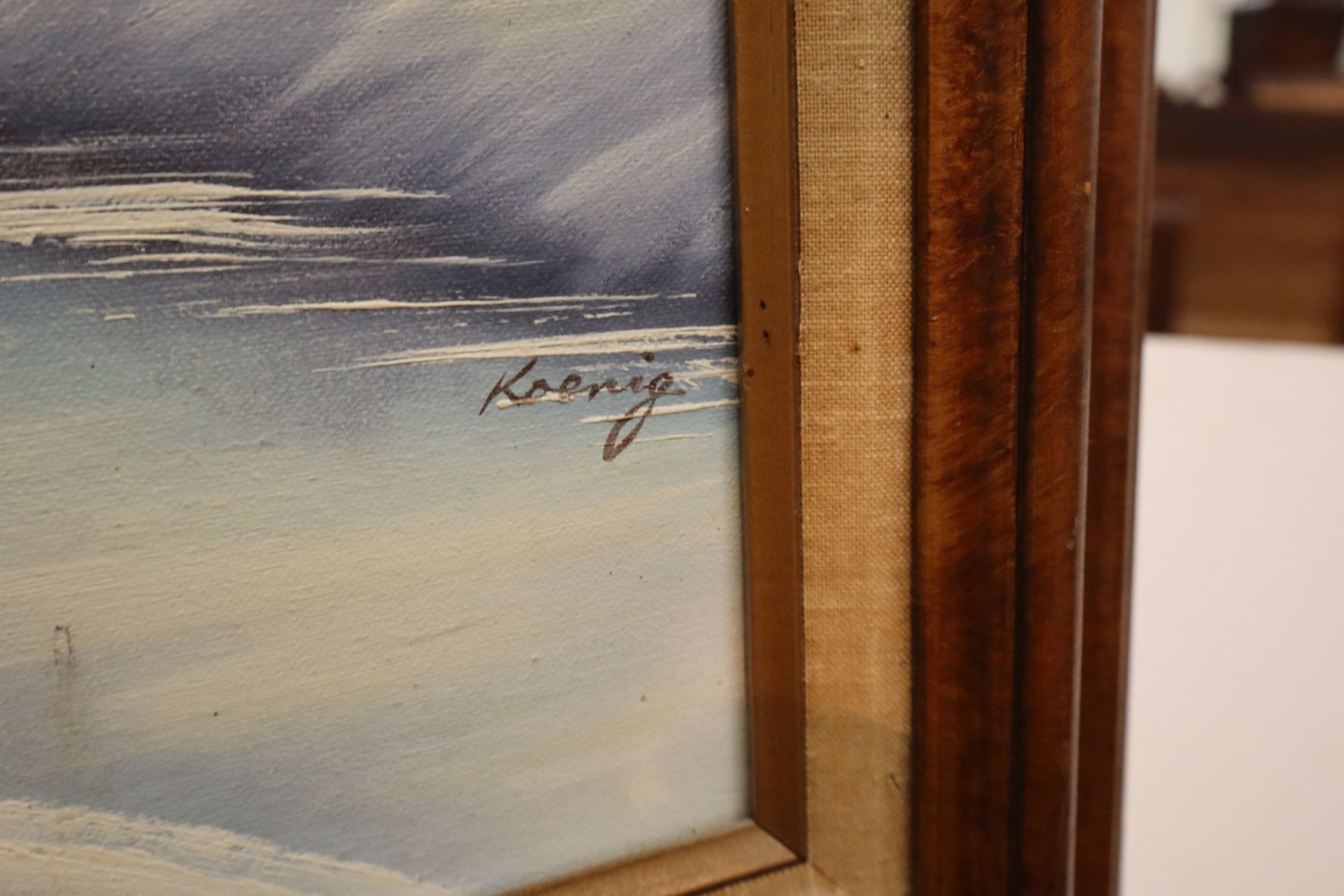 Mid Century Koenig Winter Barn Oil Painting Canvas