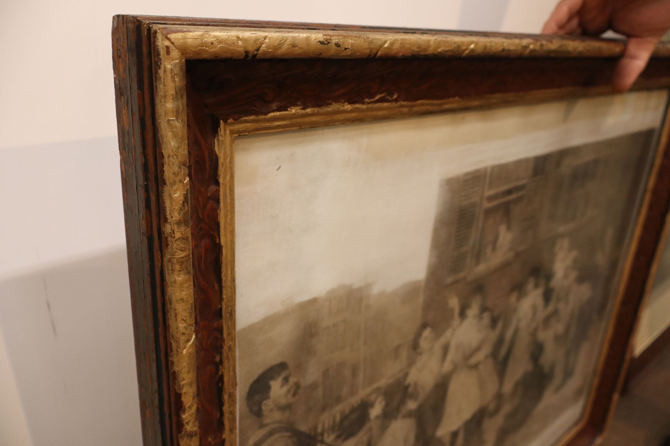 Antique J.G. Brown Sidewalk Dance Print Framed