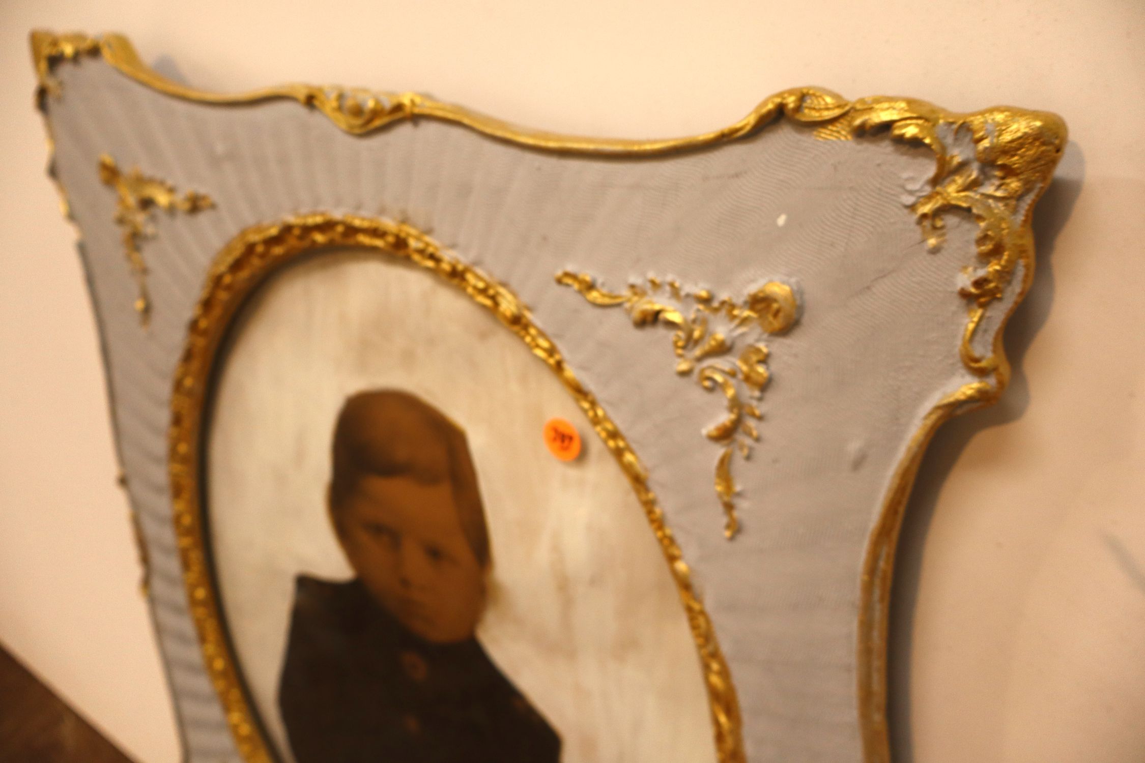 Print in antique rococo revival gesso-on-wood frame