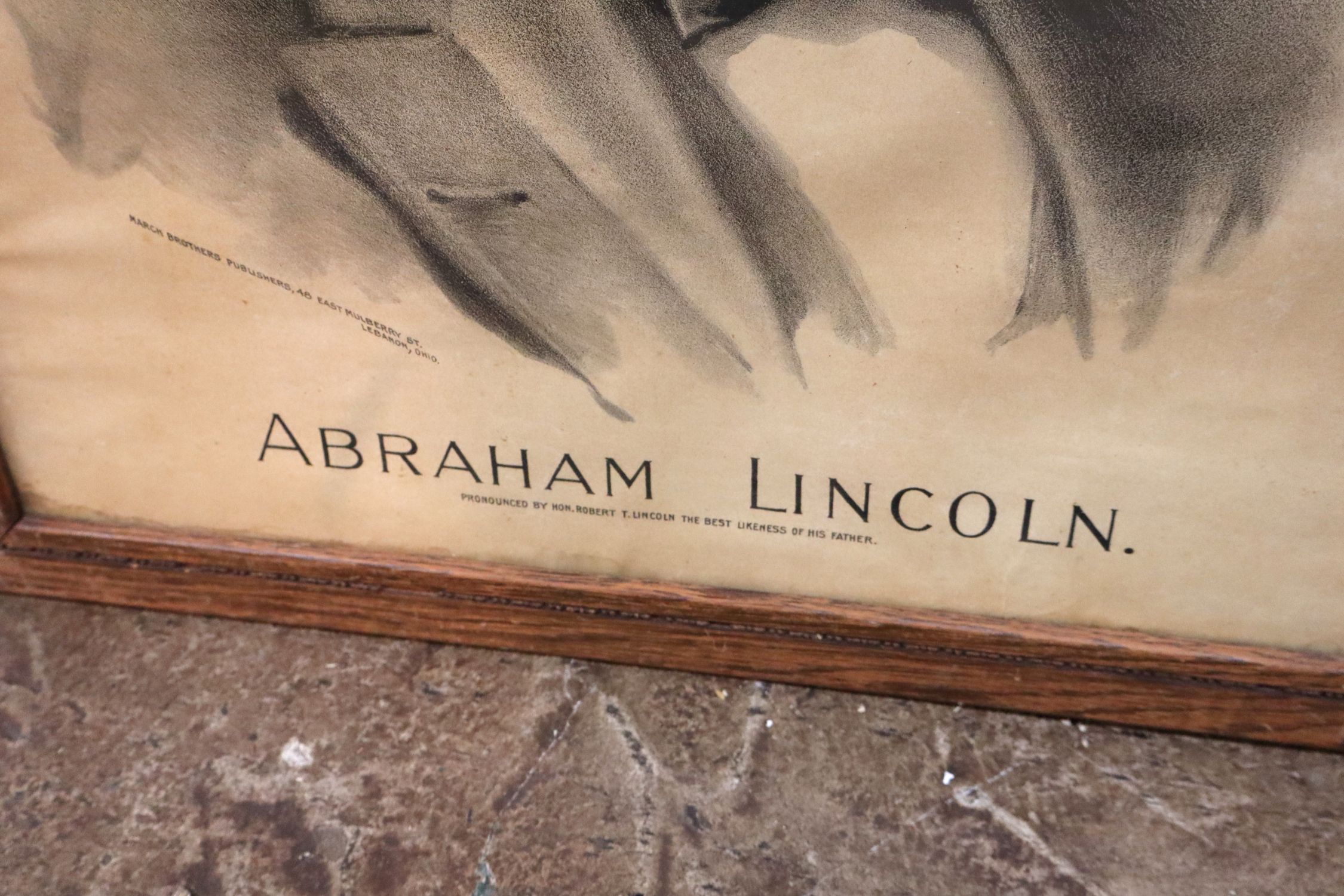 Antique March Brothers Abraham Lincoln Litho Frame