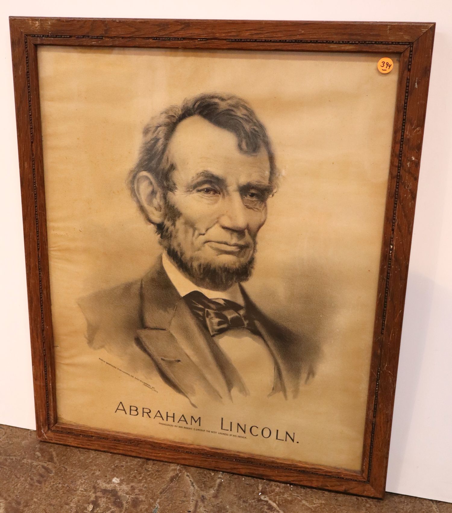 Antique March Brothers Abraham Lincoln Litho Frame