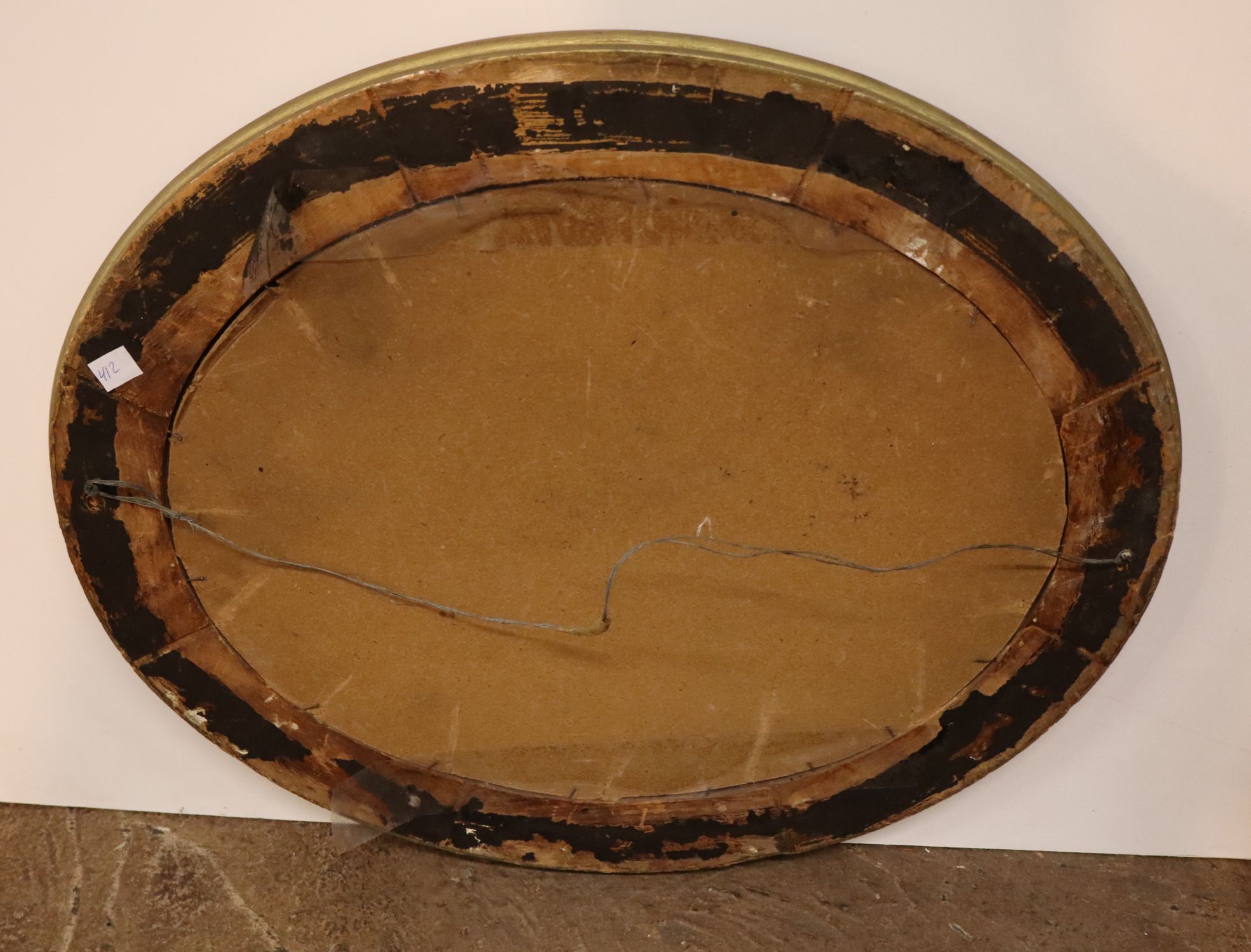 Antique Oval Victorian Print Boat Lily Pads Wavy Glass