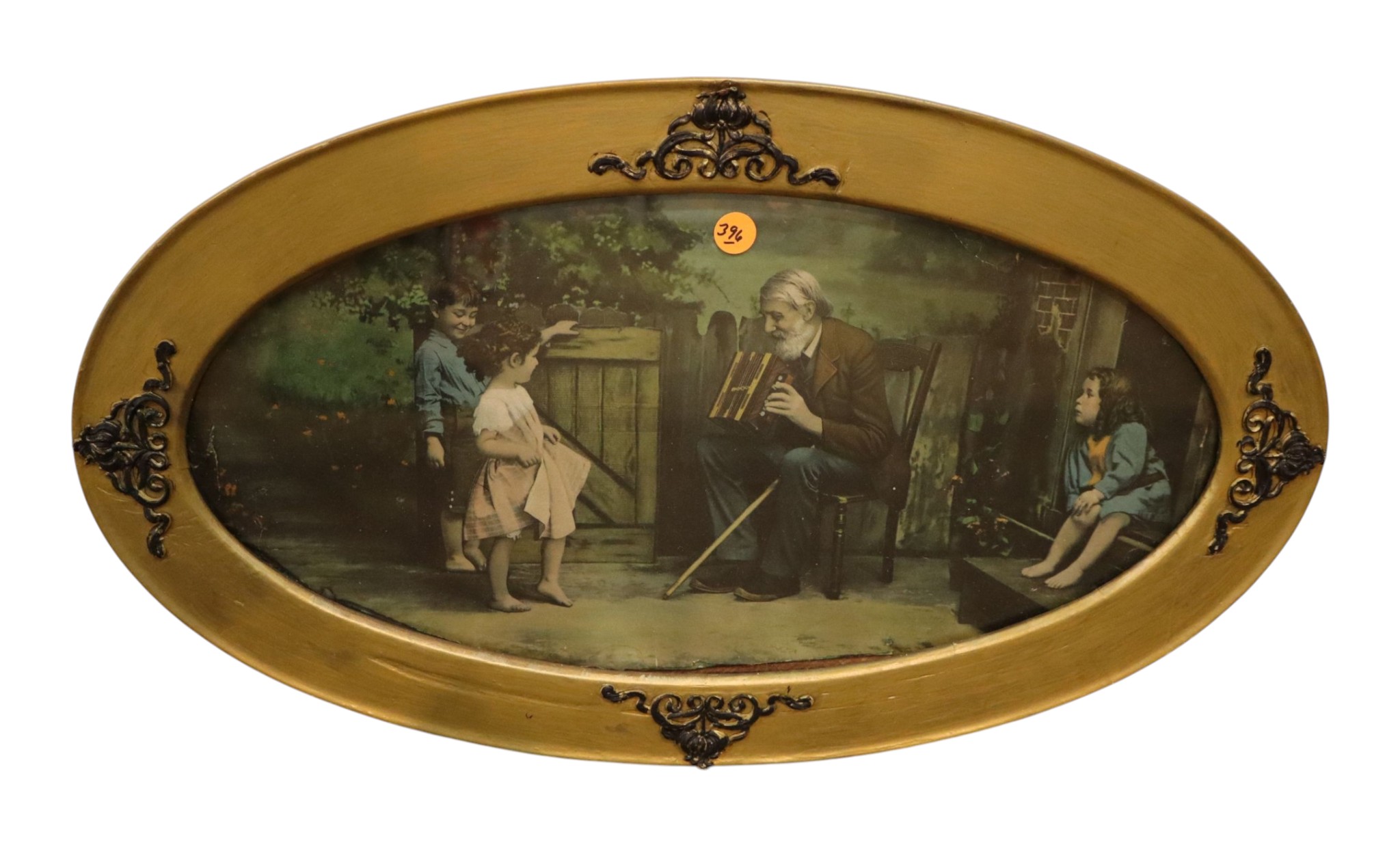 Antique oval Victorian print in frame