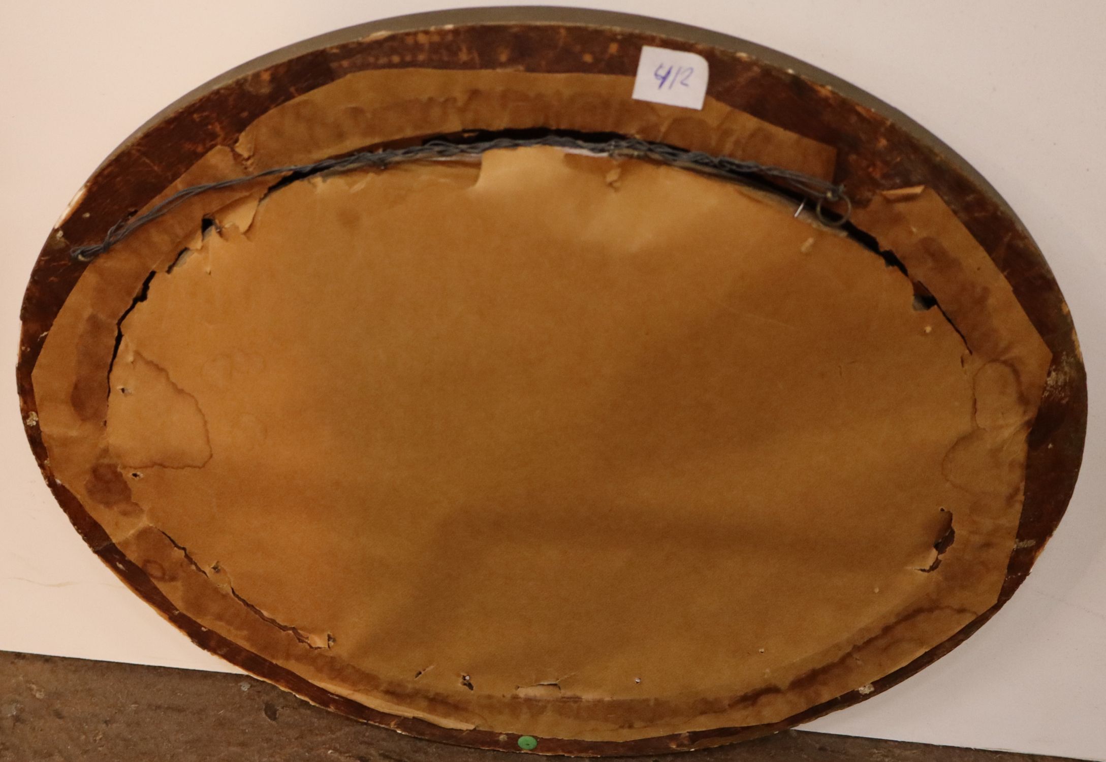 Antique signed Victorian oval print with convex glass