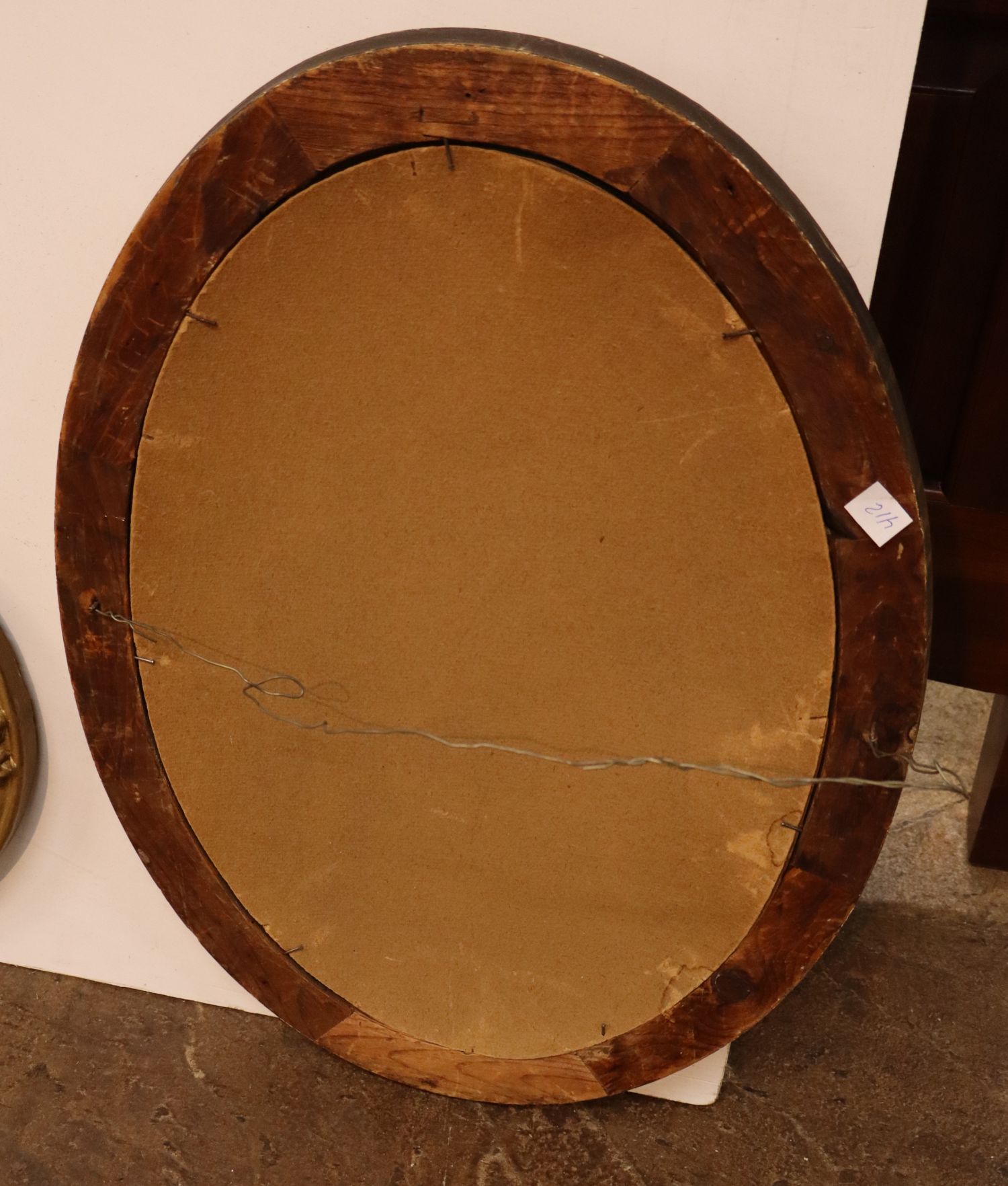Antique oval convex glass portrait in frame