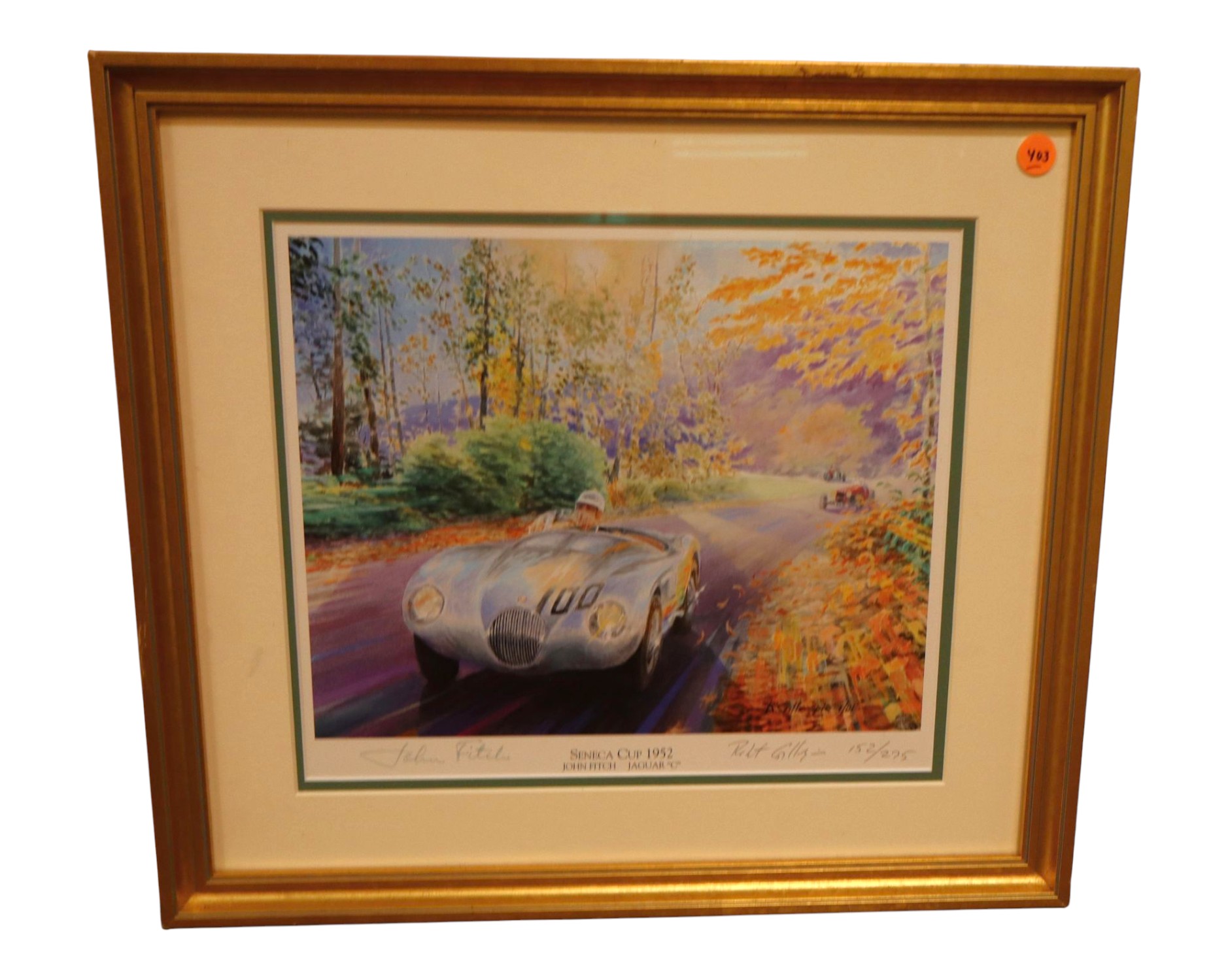 John Fitch Signed Jaguar C Seneca Cup Racing Print